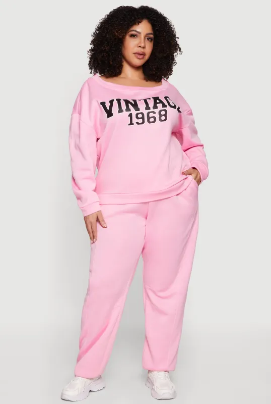 Plus Size High Waisted Pocket Fleece Sweatpants sold by Rainbow