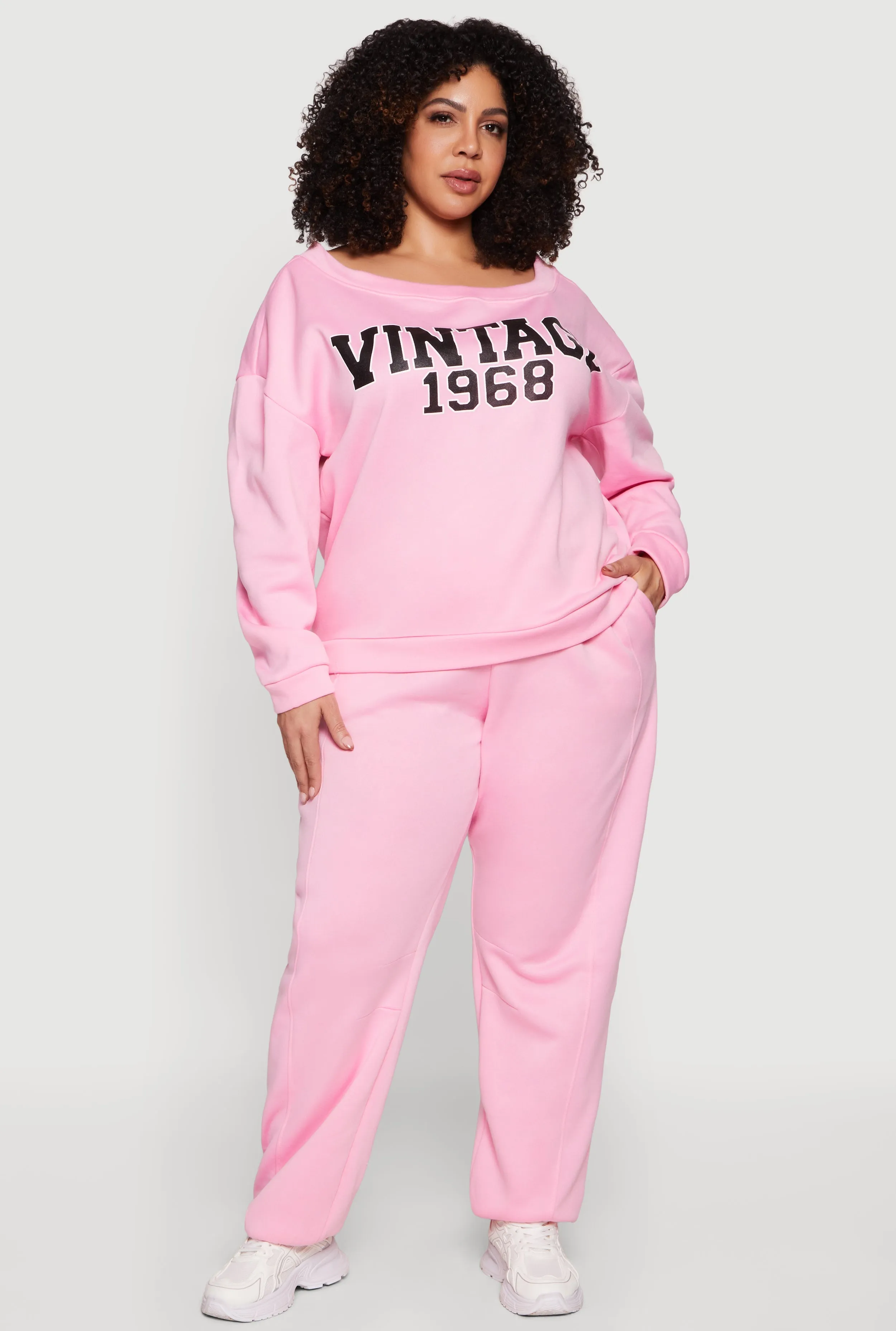 Plus Size High Waisted Pocket Fleece Sweatpants sold by Rainbow