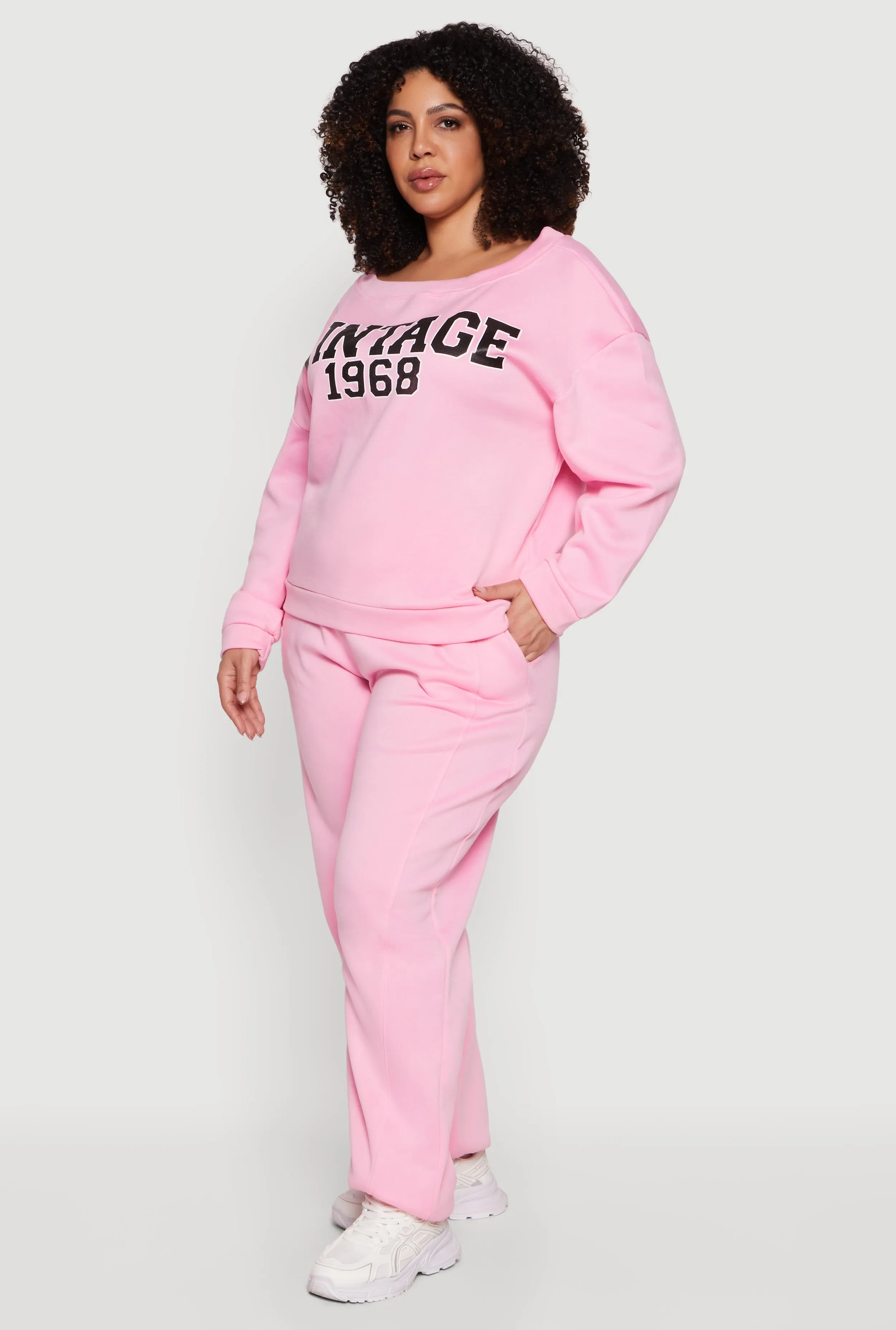 Plus Size High Waisted Pocket Fleece Sweatpants sold by Rainbow product image thumbnail 2