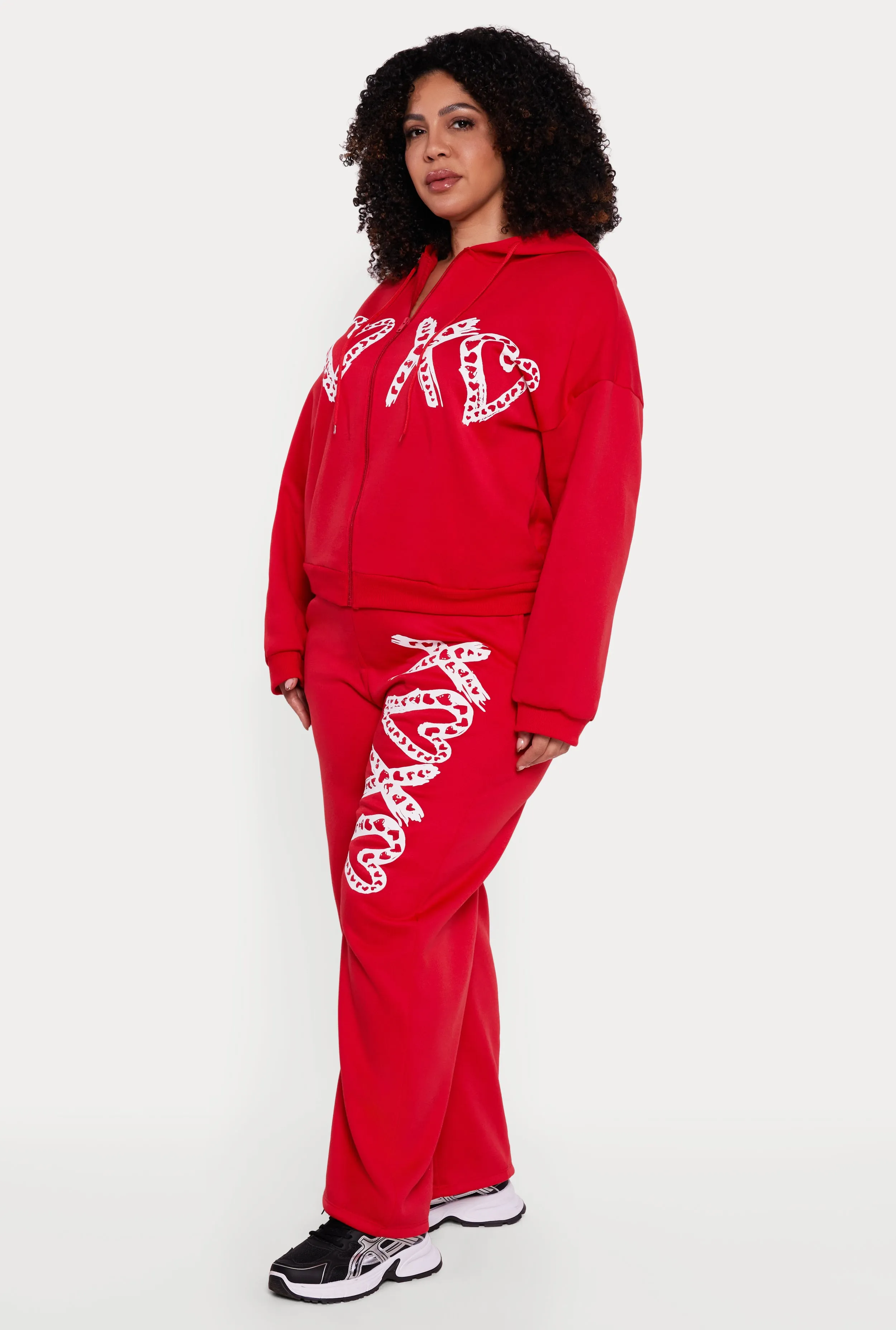 Plus Size Drop Shoulder Heart Graphic Hooded Sweatshirt sold by Rainbow product image thumbnail 3