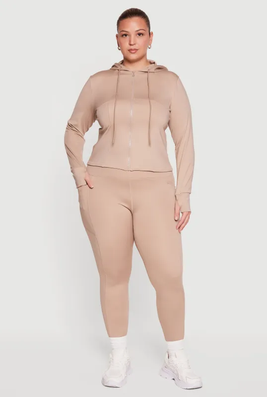 Plus Size High Waisted Cell Phone Pocket Detail Leggings made by Rainbow