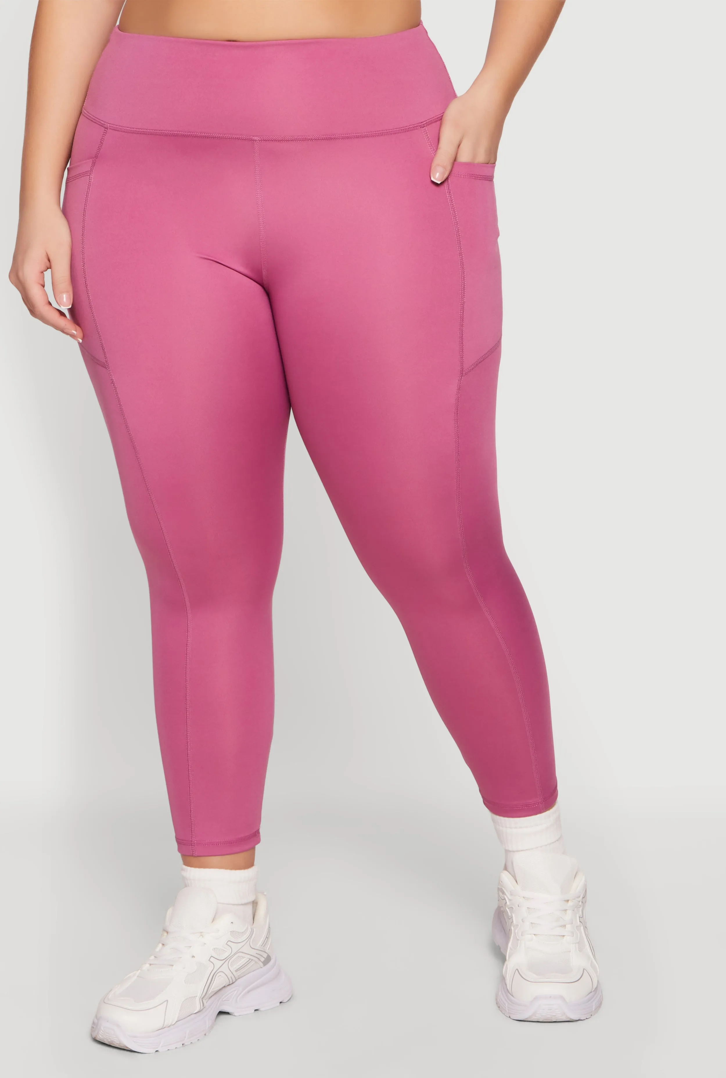 Plus Size High Waisted Cell Phone Pocket Detail Leggings sold by Rainbow product image thumbnail 3