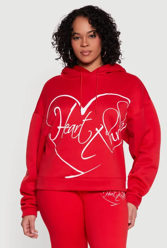 Plus Size Heart Throb Graphic Hooded Sweatshirt made by Rainbow