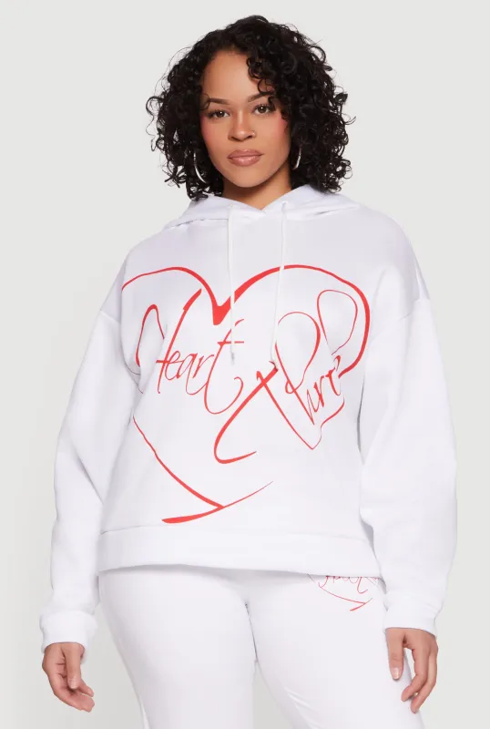 Plus Size Heart Throb Graphic Hooded Sweatshirt made by Rainbow
