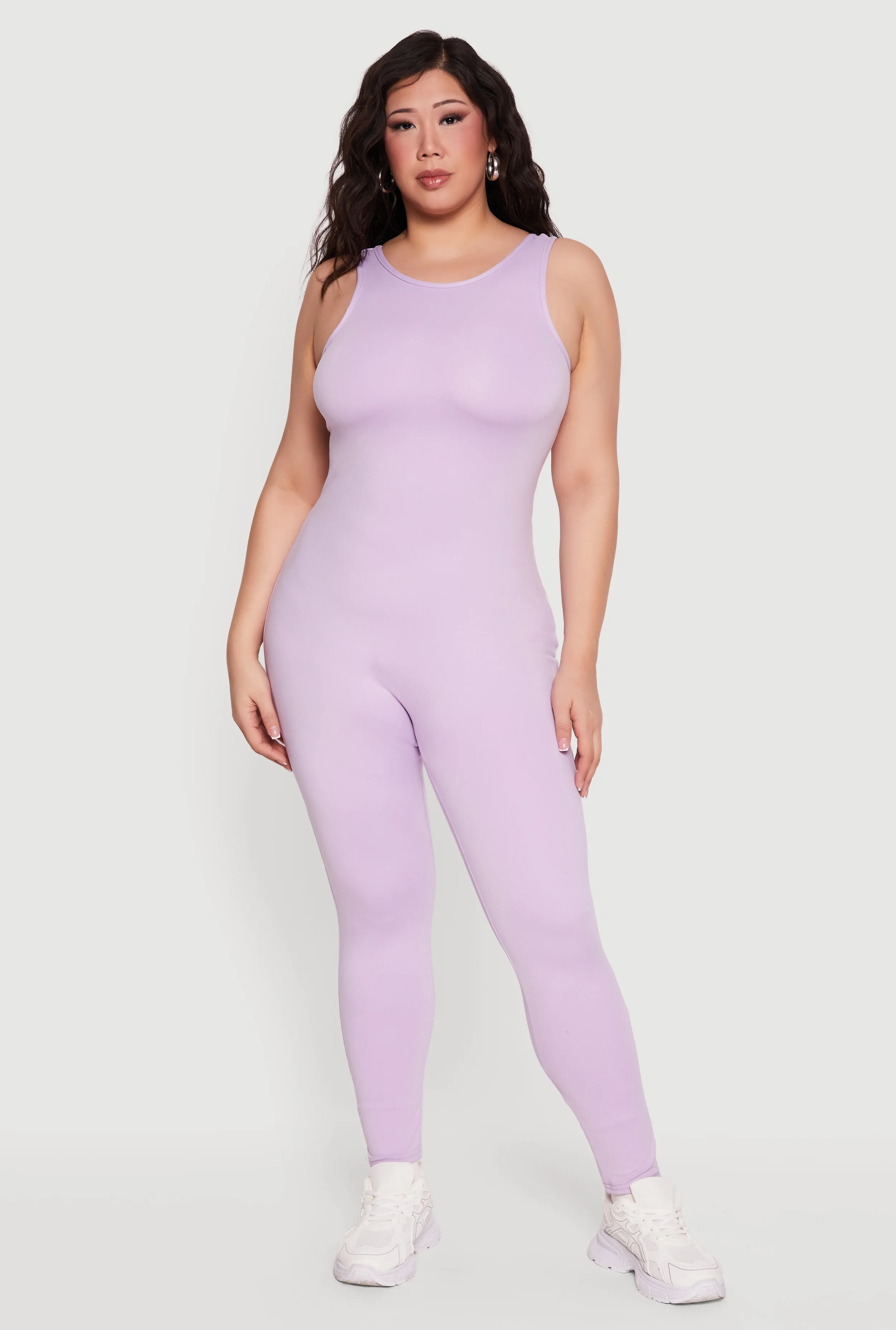 Plus Size Sleeveless Crew Neck Catsuit sold by Rainbow