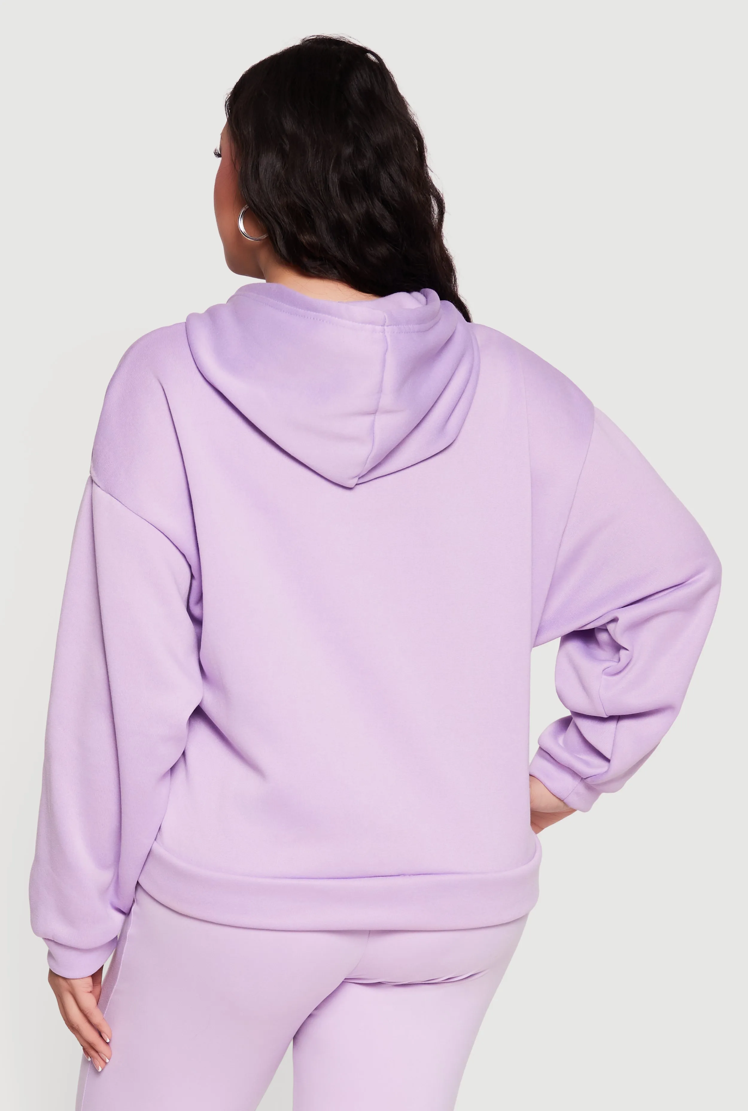Plus Size Drop Shoulder Zip Front Hooded Sweatshirt sold by Rainbow product image thumbnail 5