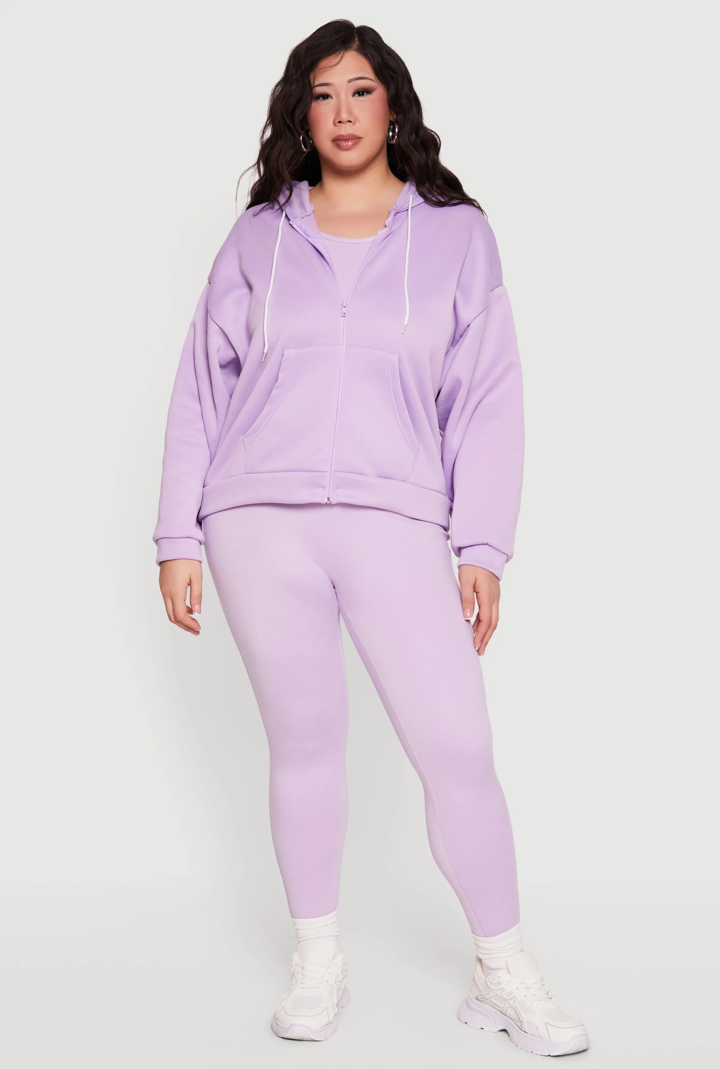 Plus Size Drop Shoulder Zip Front Hooded Sweatshirt sold by Rainbow product image thumbnail 2