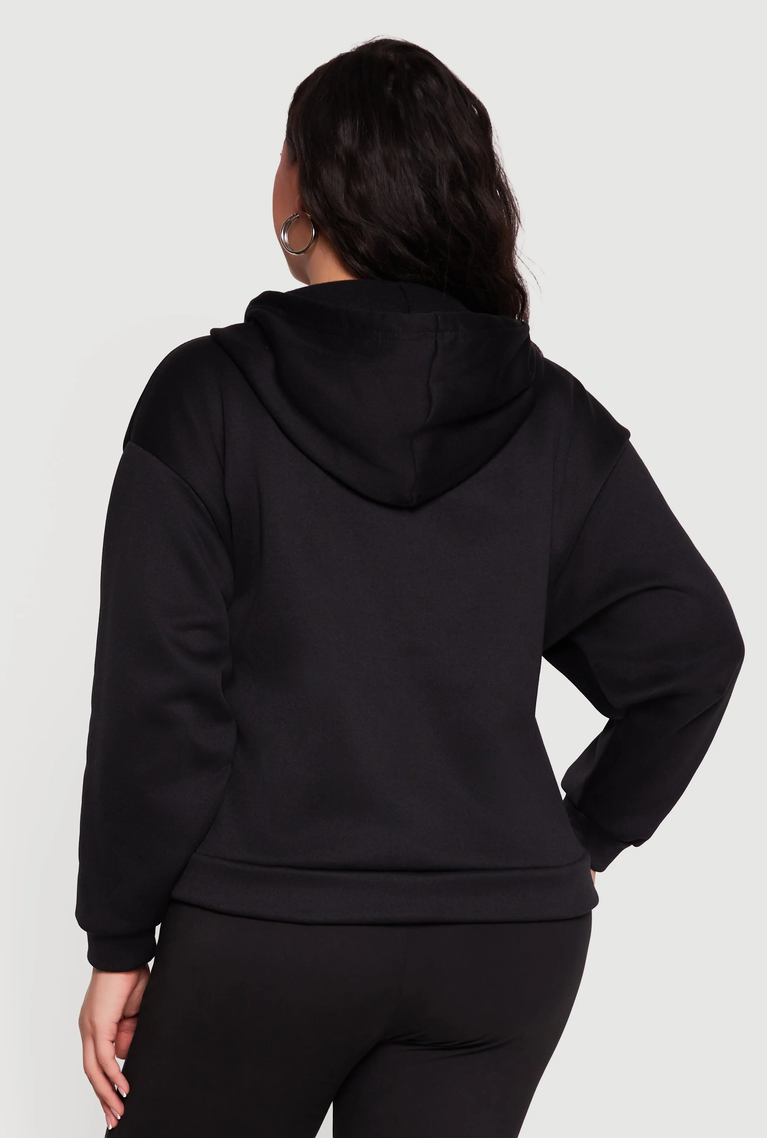 Plus Size Drop Shoulder Zip Front Hooded Sweatshirt sold by Rainbow product image thumbnail 5
