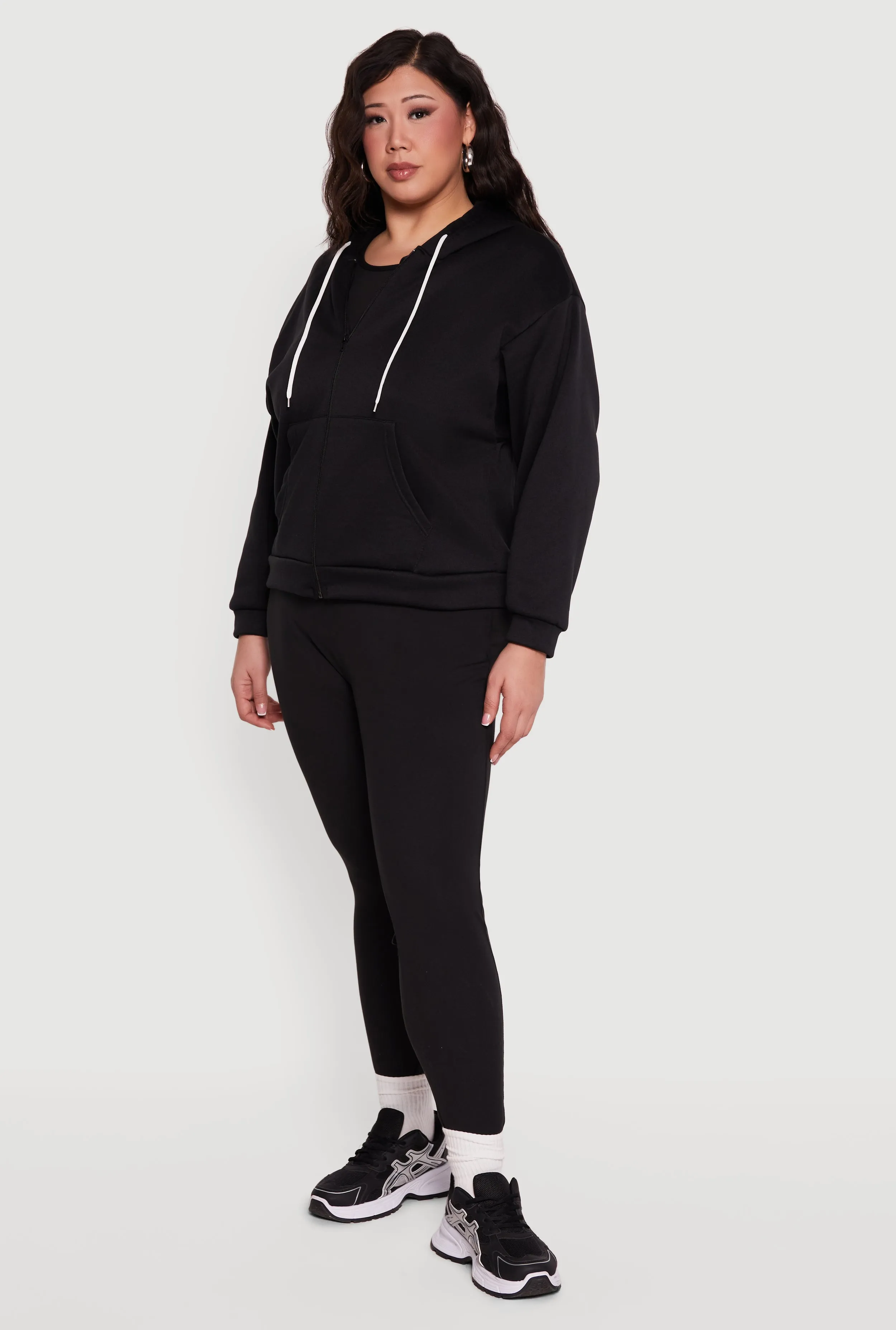 Plus Size Drop Shoulder Zip Front Hooded Sweatshirt sold by Rainbow product image thumbnail 3