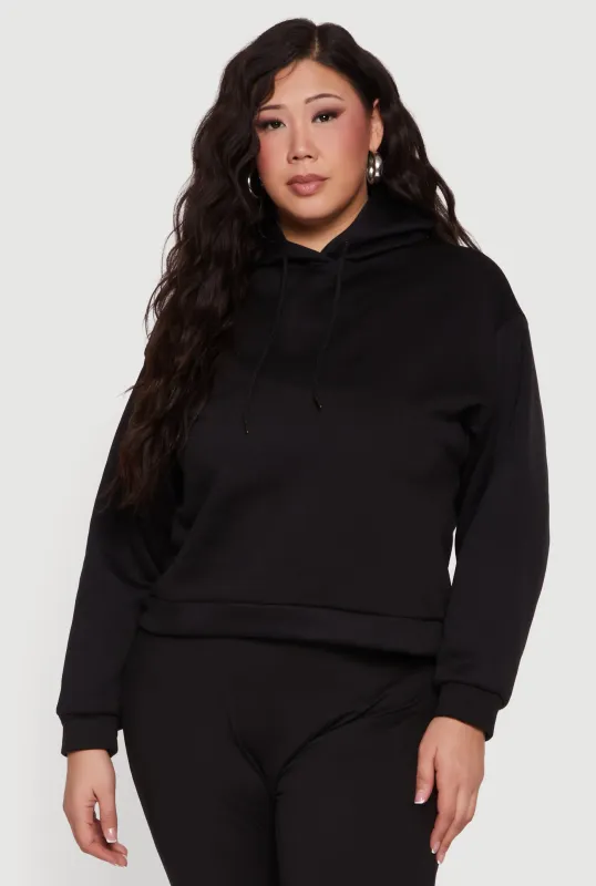 Plus Size Drawstring Hooded Pullover Sweatshirt made by Rainbow