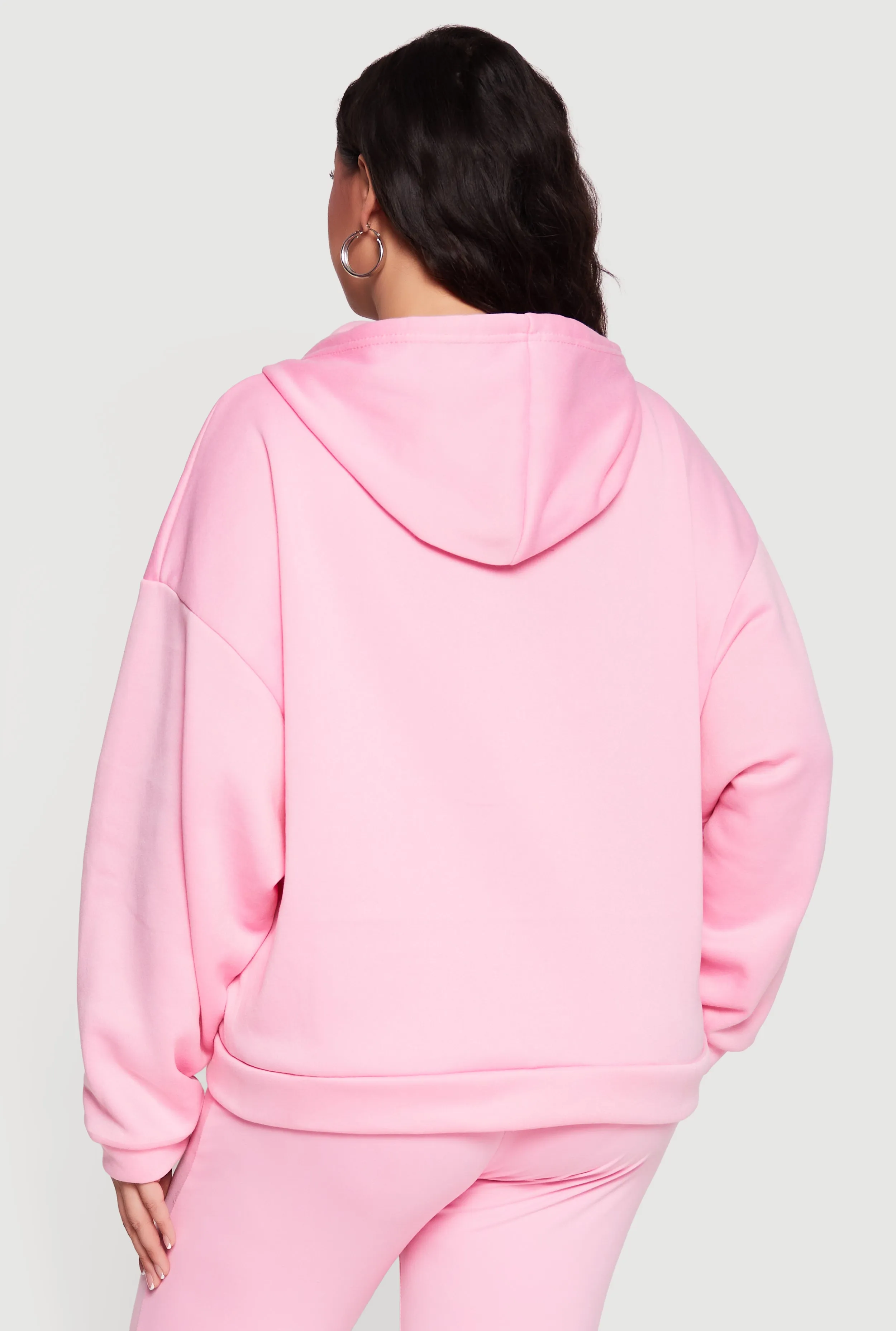 Plus Size Drop Shoulder Zip Front Hooded Sweatshirt sold by Rainbow product image thumbnail 5