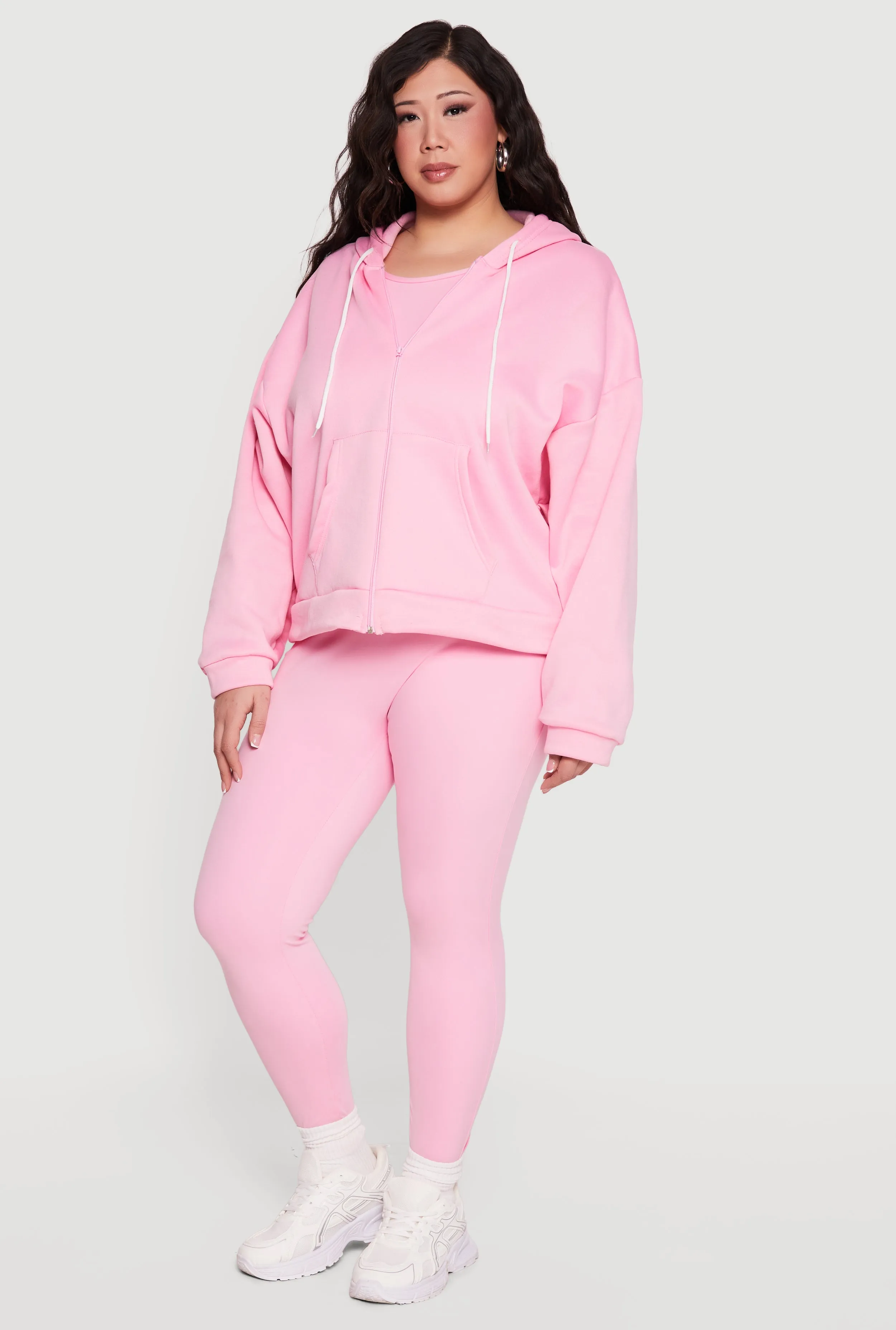 Plus Size Drop Shoulder Zip Front Hooded Sweatshirt sold by Rainbow product image thumbnail 2