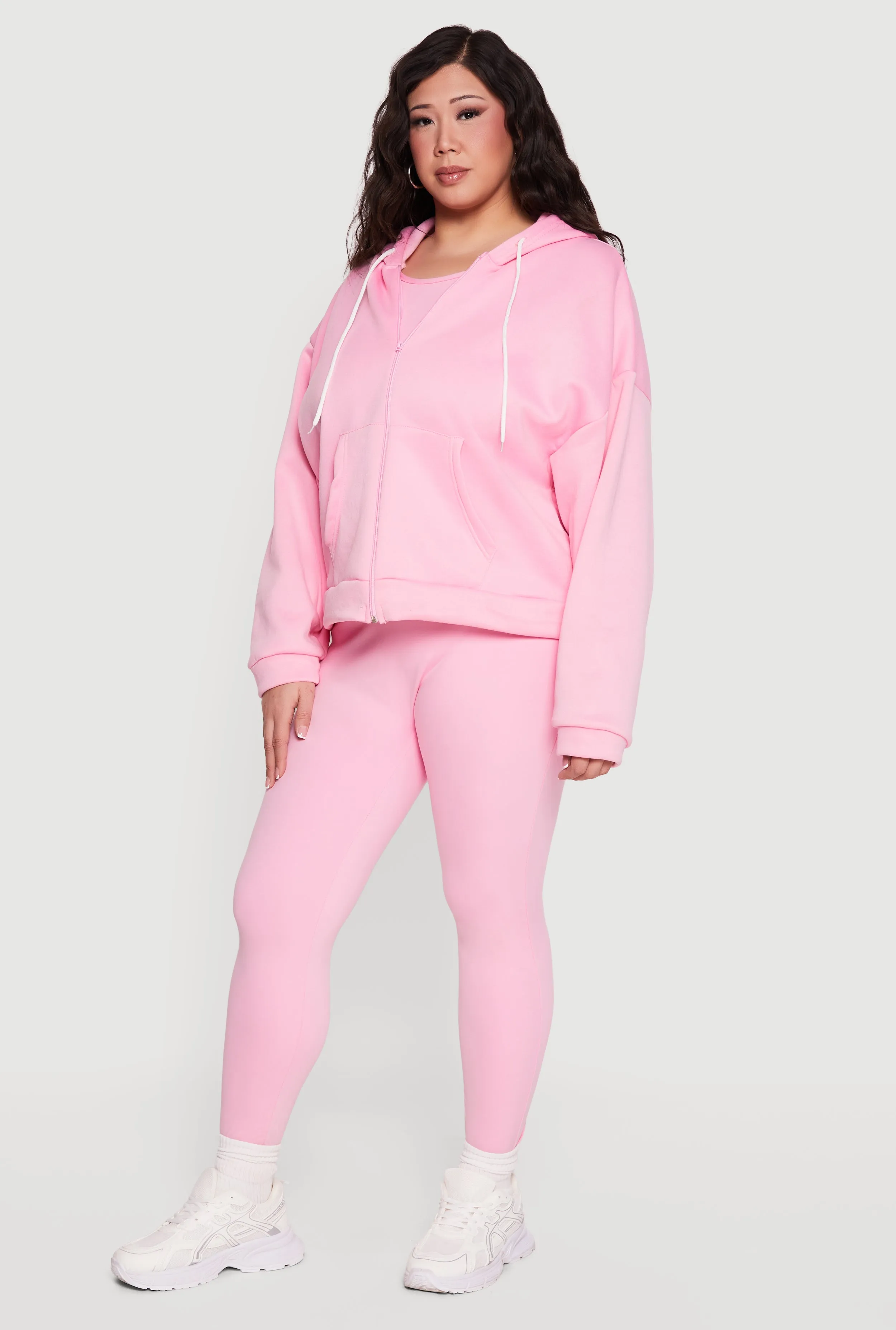 Plus Size Drop Shoulder Zip Front Hooded Sweatshirt sold by Rainbow product image thumbnail 3