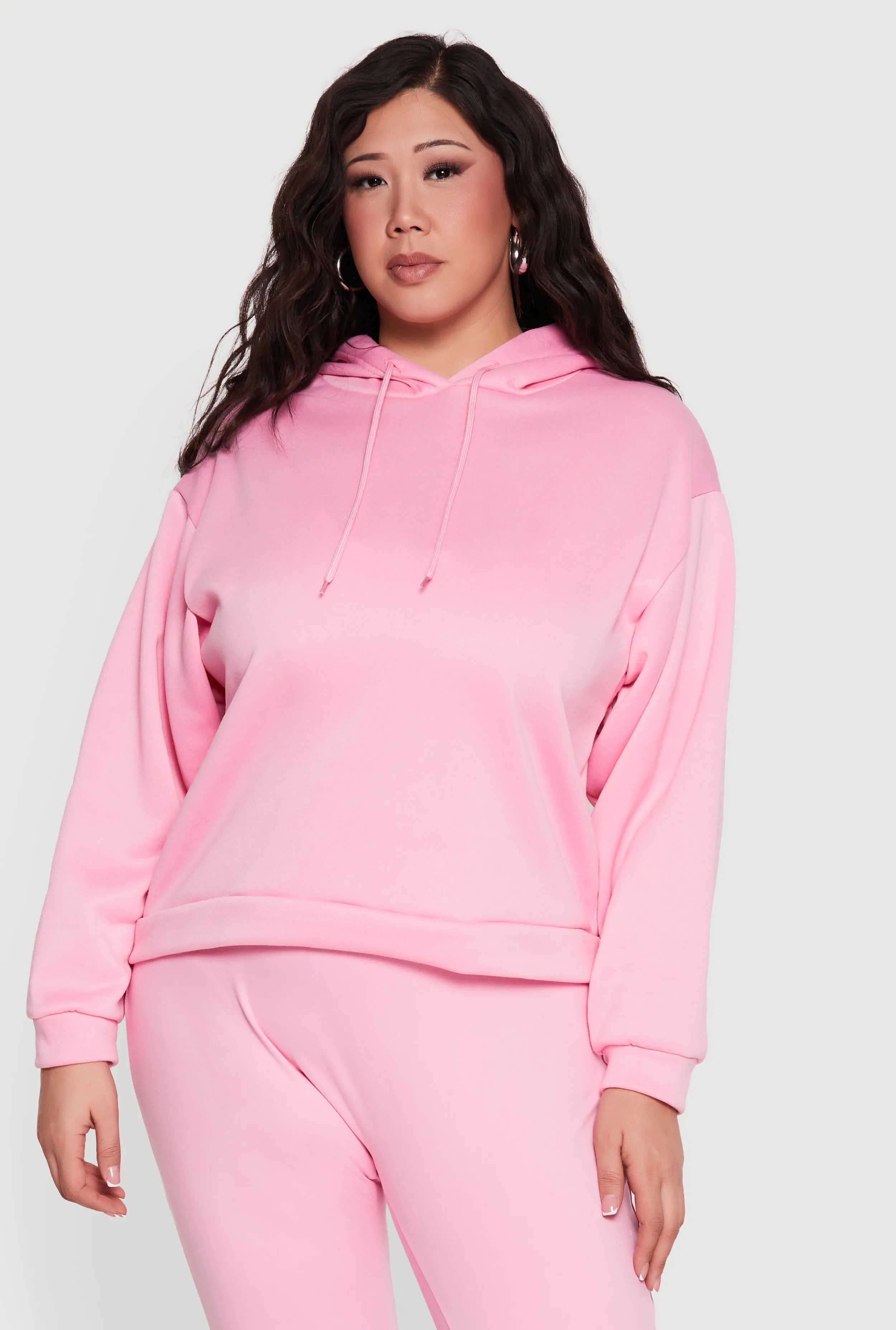 Plus Size Drawstring Hooded Pullover Sweatshirt sold by Rainbow