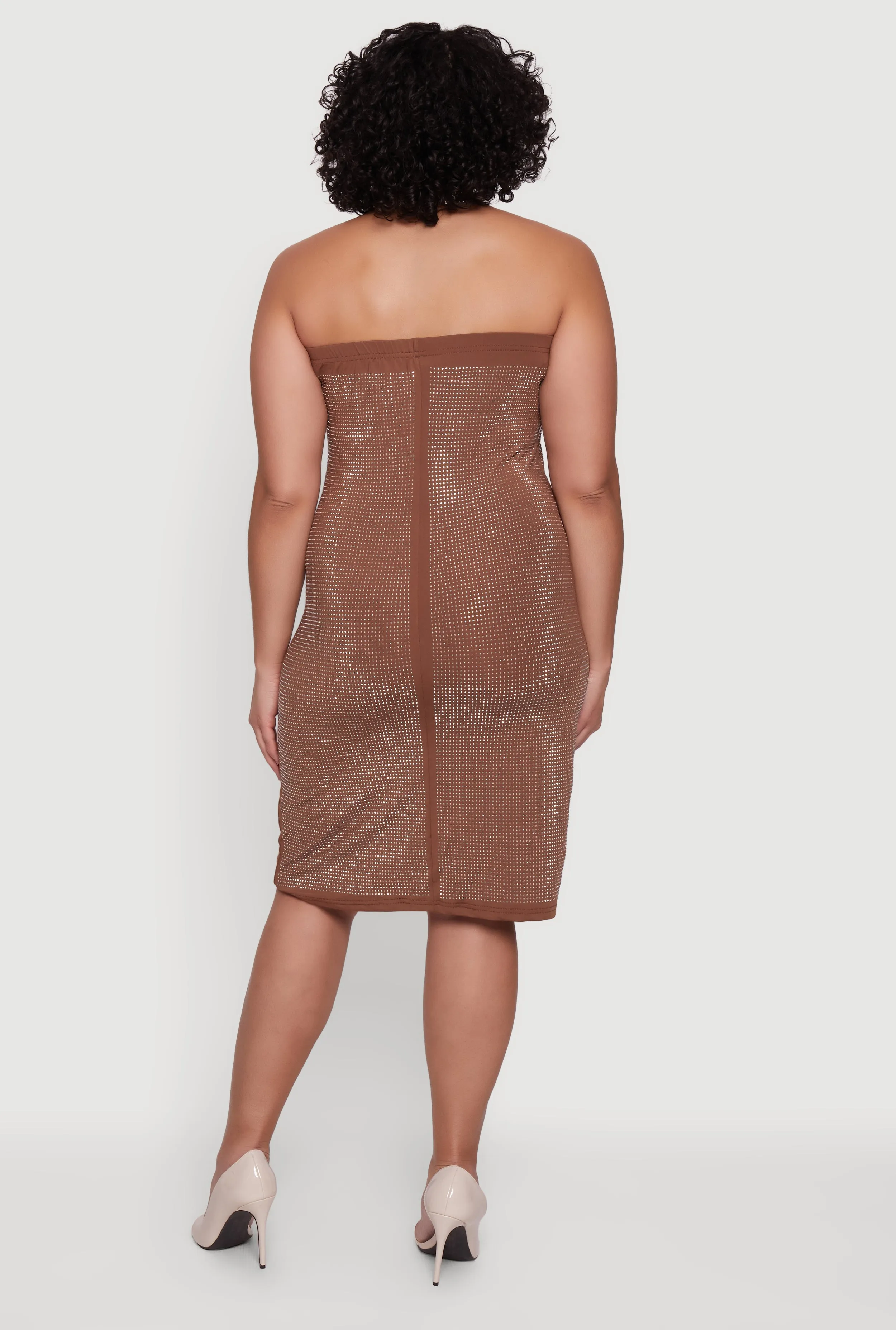Plus Size Rhinestone Studded Tube Midi Dress sold by Rainbow product image thumbnail 3