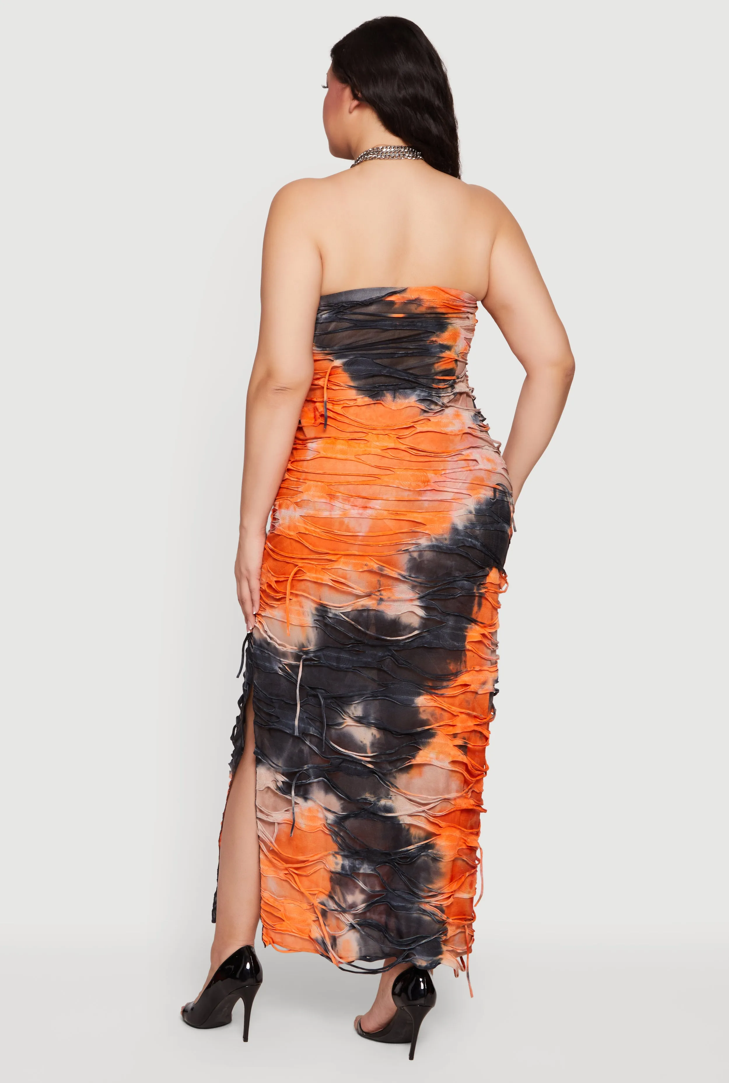 Plus Size Tie Dye Slashed Tube Maxi Dress sold by Rainbow product image thumbnail 3