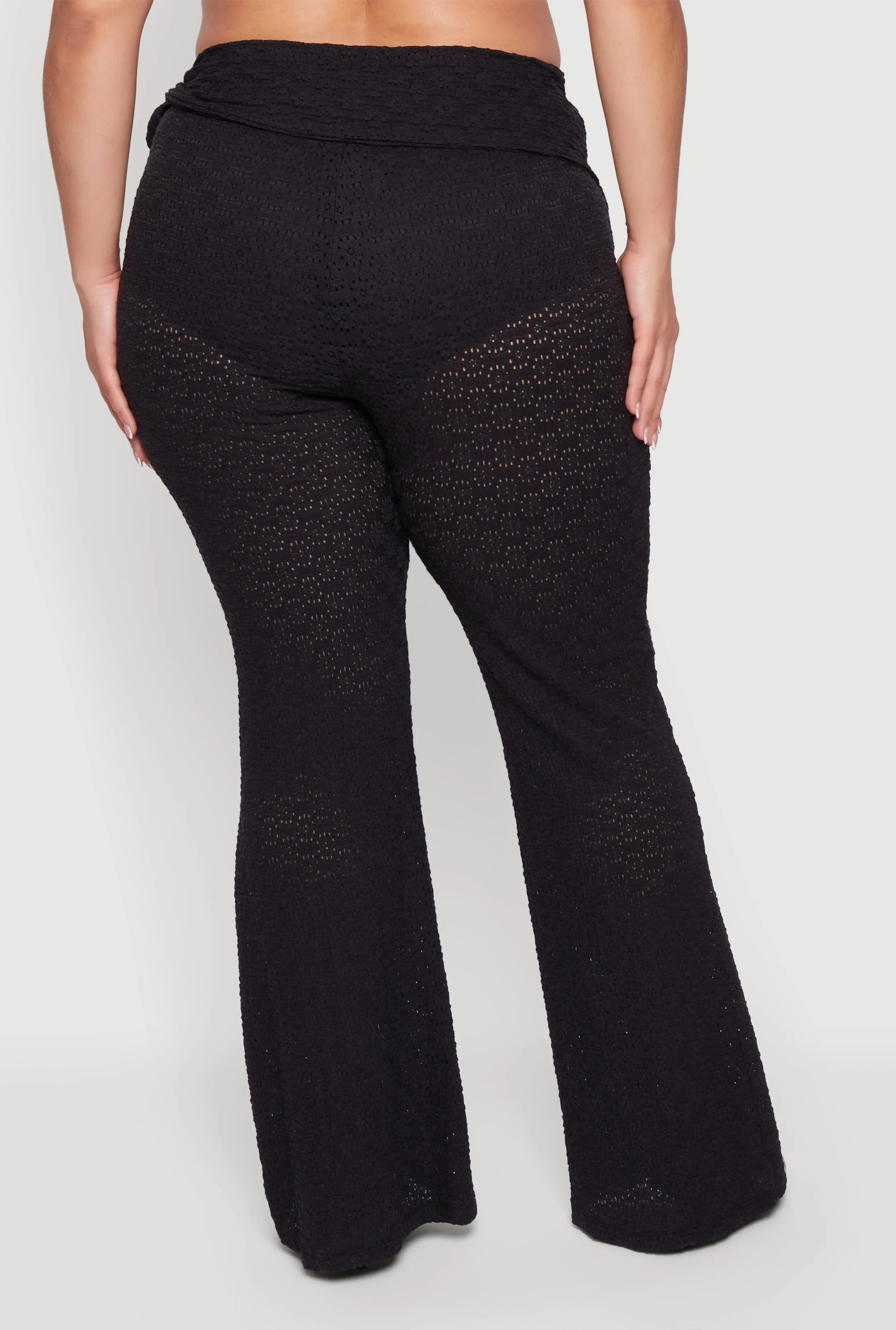 Plus Size High Waisted Side Tie Flare Pants sold by Rainbow product image thumbnail 5