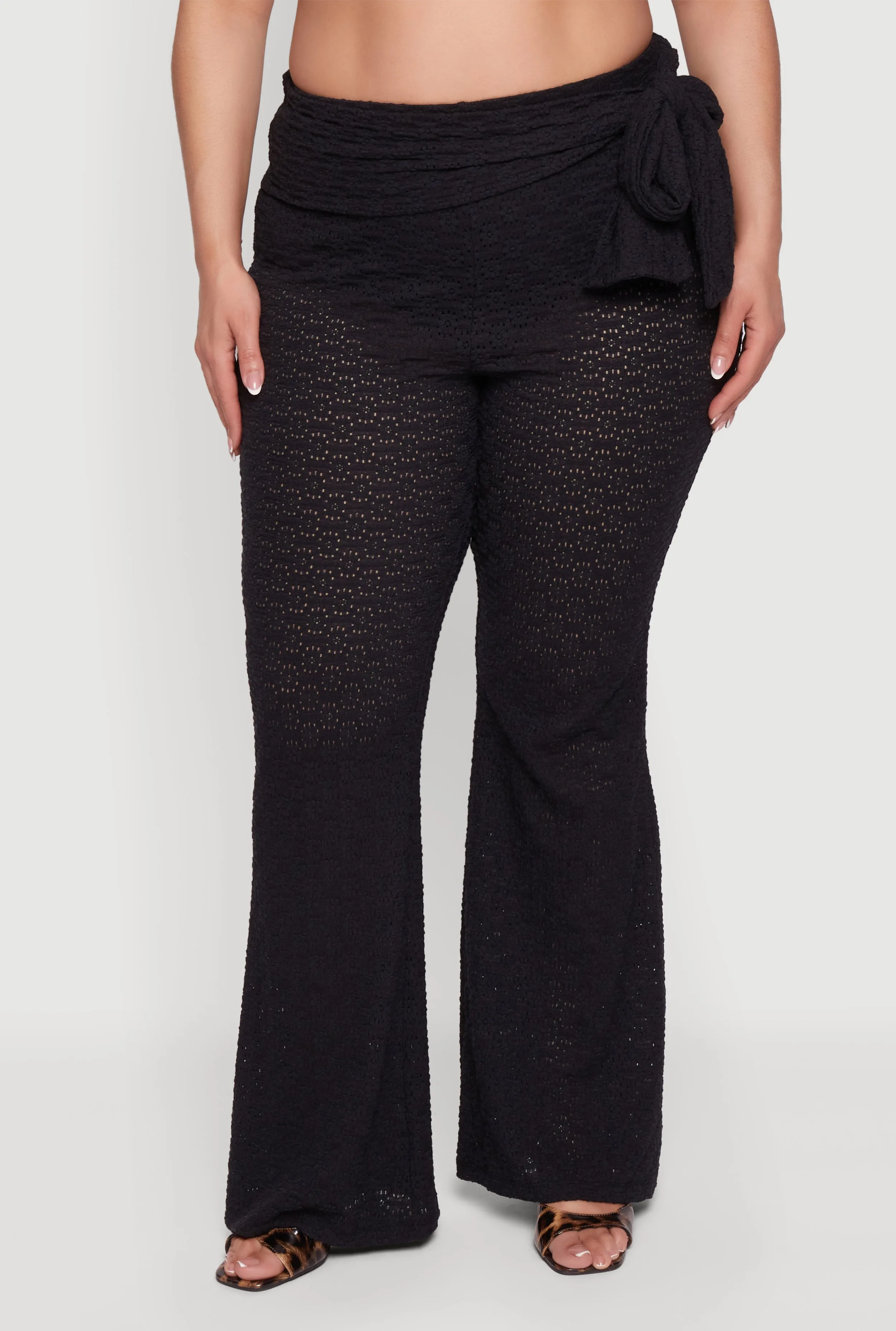 Plus Size High Waisted Side Tie Flare Pants sold by Rainbow product image thumbnail 3