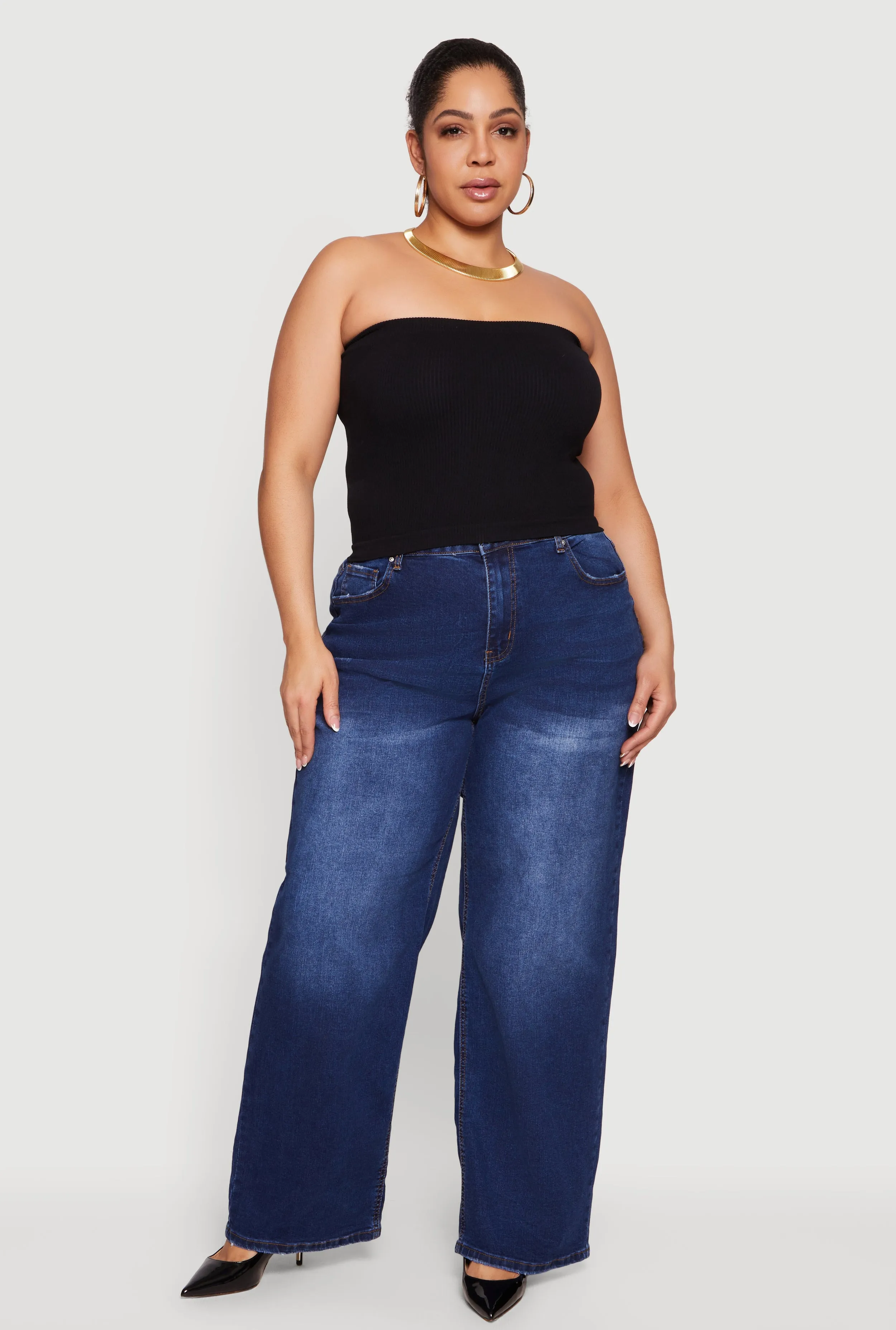 Plus Size Seamless Ribbed Knit Tube Top sold by Rainbow