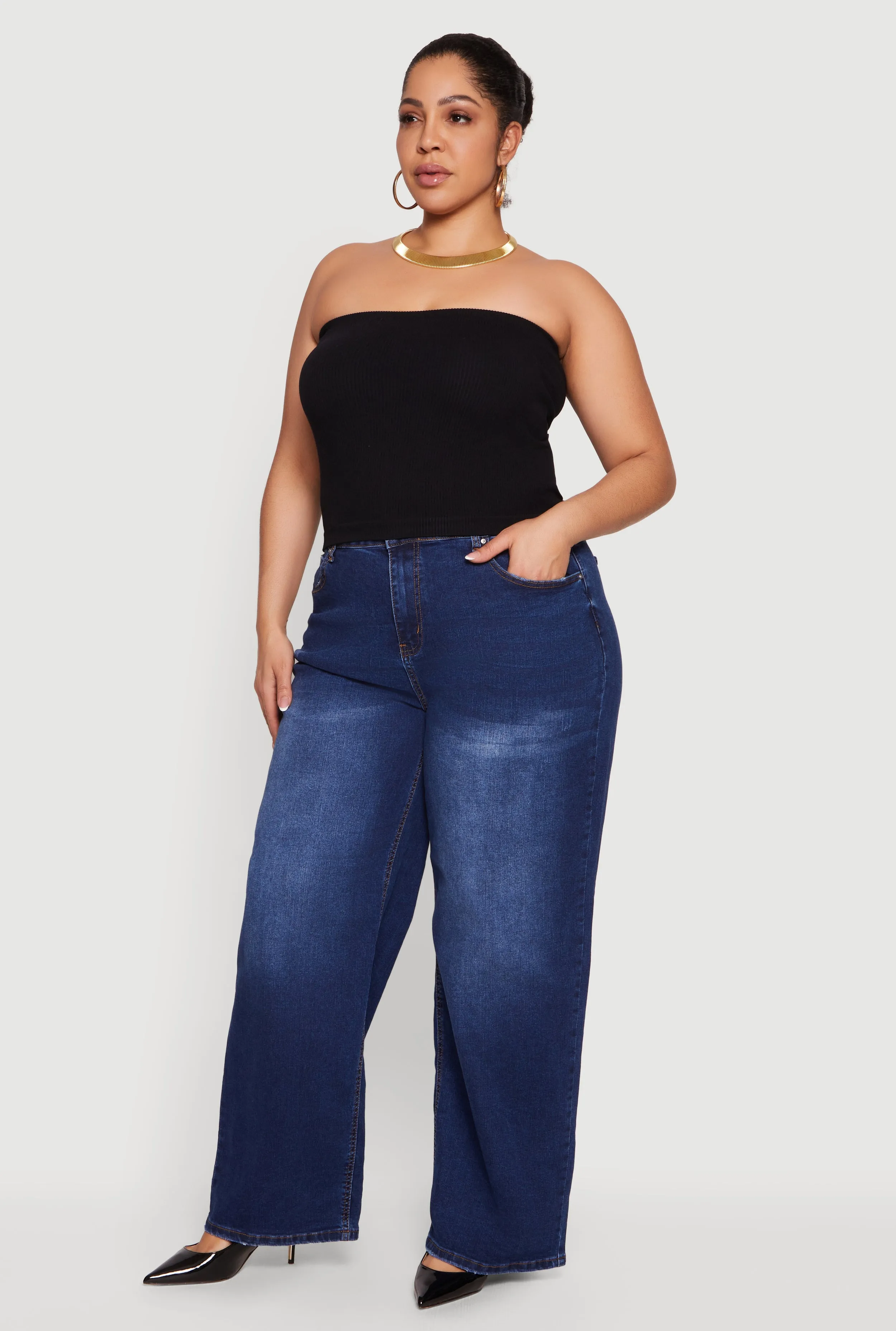 Plus Size Seamless Ribbed Knit Tube Top sold by Rainbow product image thumbnail 3