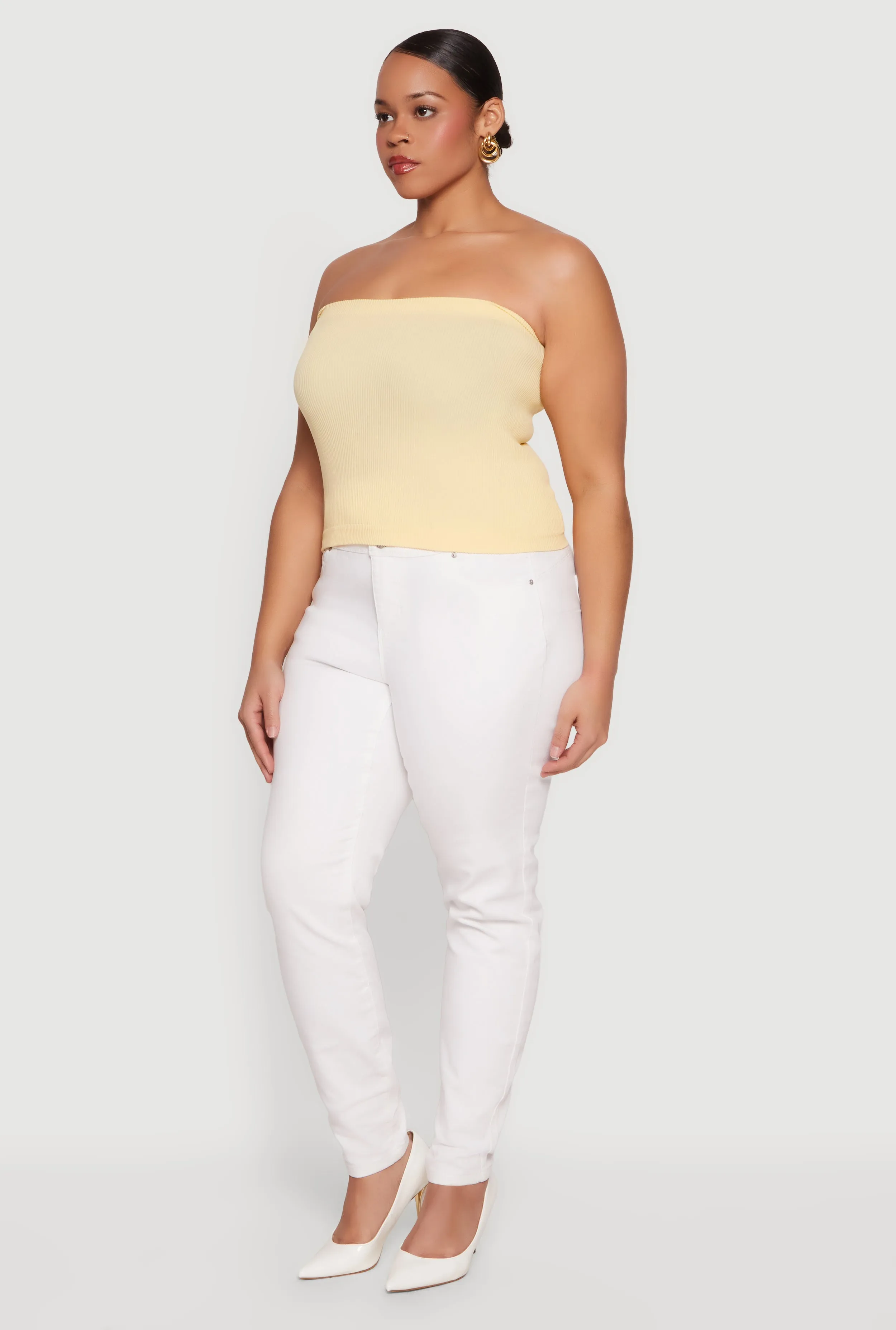 Plus Size Seamless Ribbed Knit Tube Top sold by Rainbow product image thumbnail 3