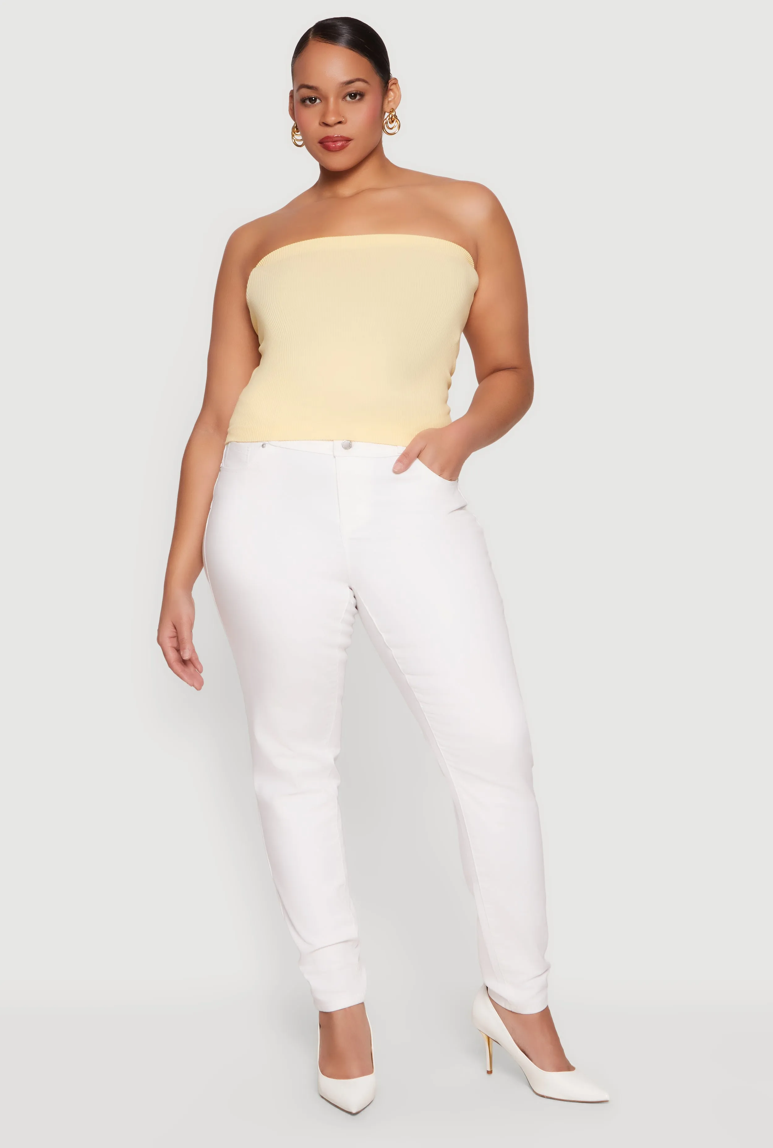 Plus Size Seamless Ribbed Knit Tube Top sold by Rainbow