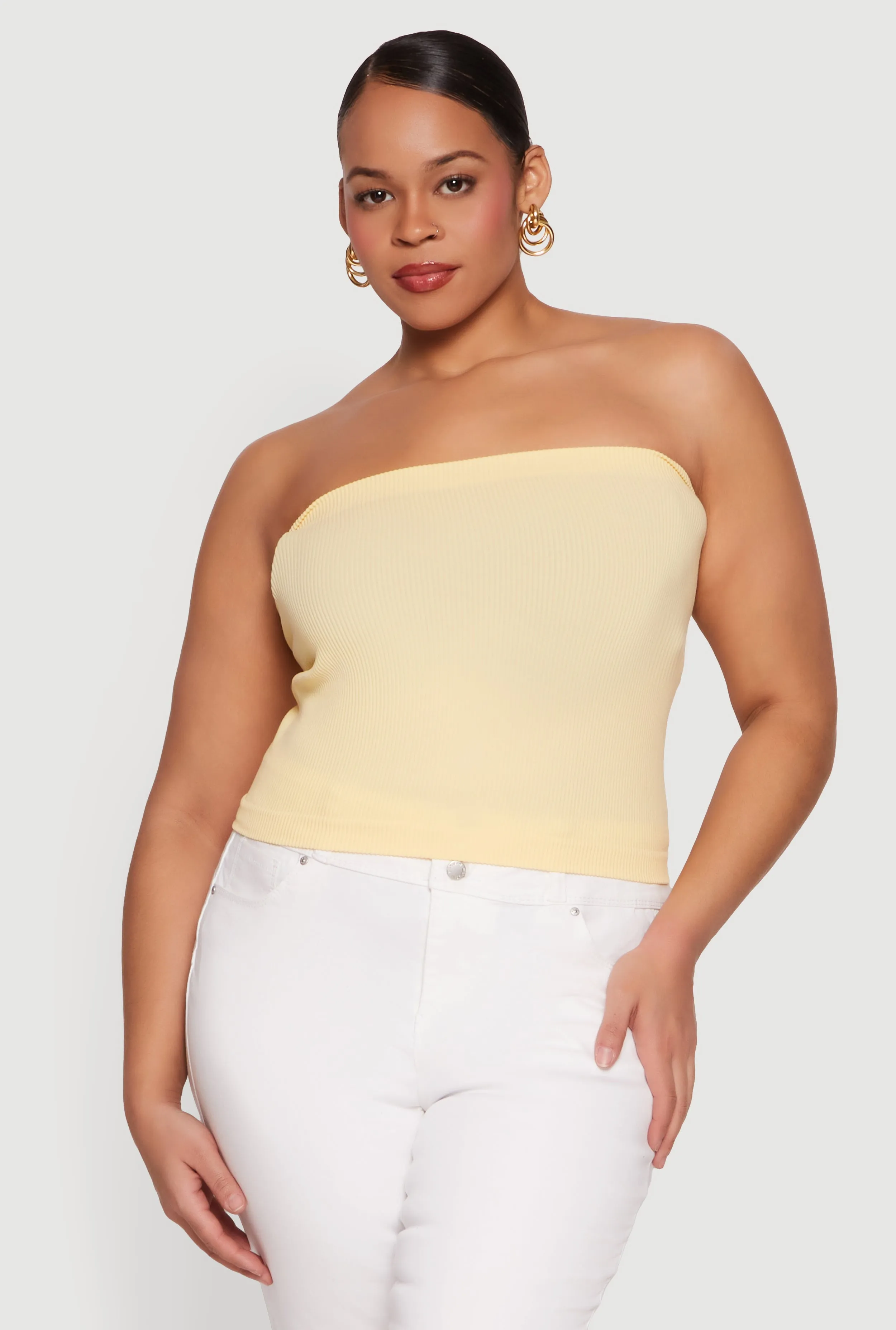 Plus Size Seamless Ribbed Knit Tube Top sold by Rainbow product image thumbnail 2