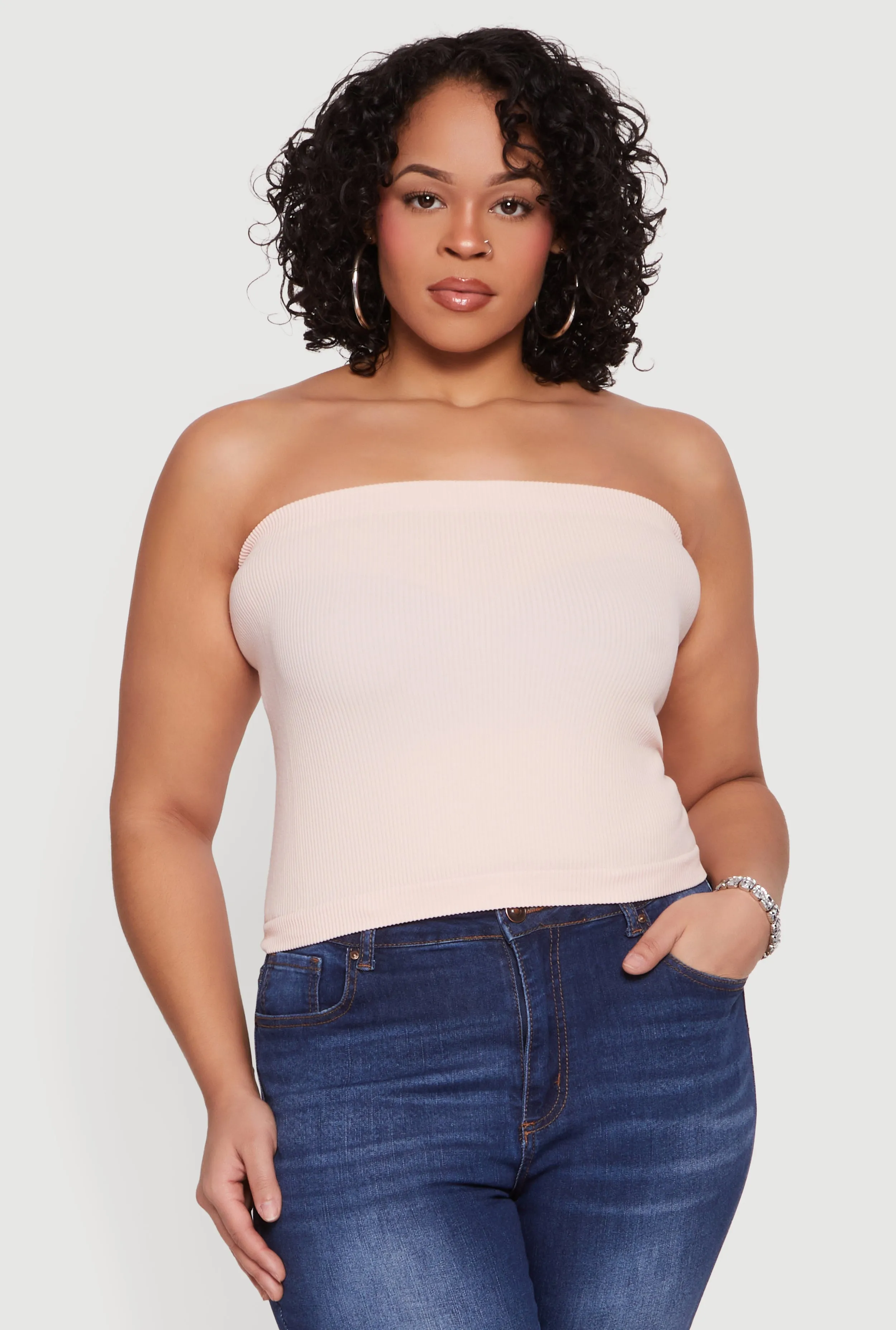 Plus Size Seamless Ribbed Knit Tube Top sold by Rainbow product image thumbnail 2