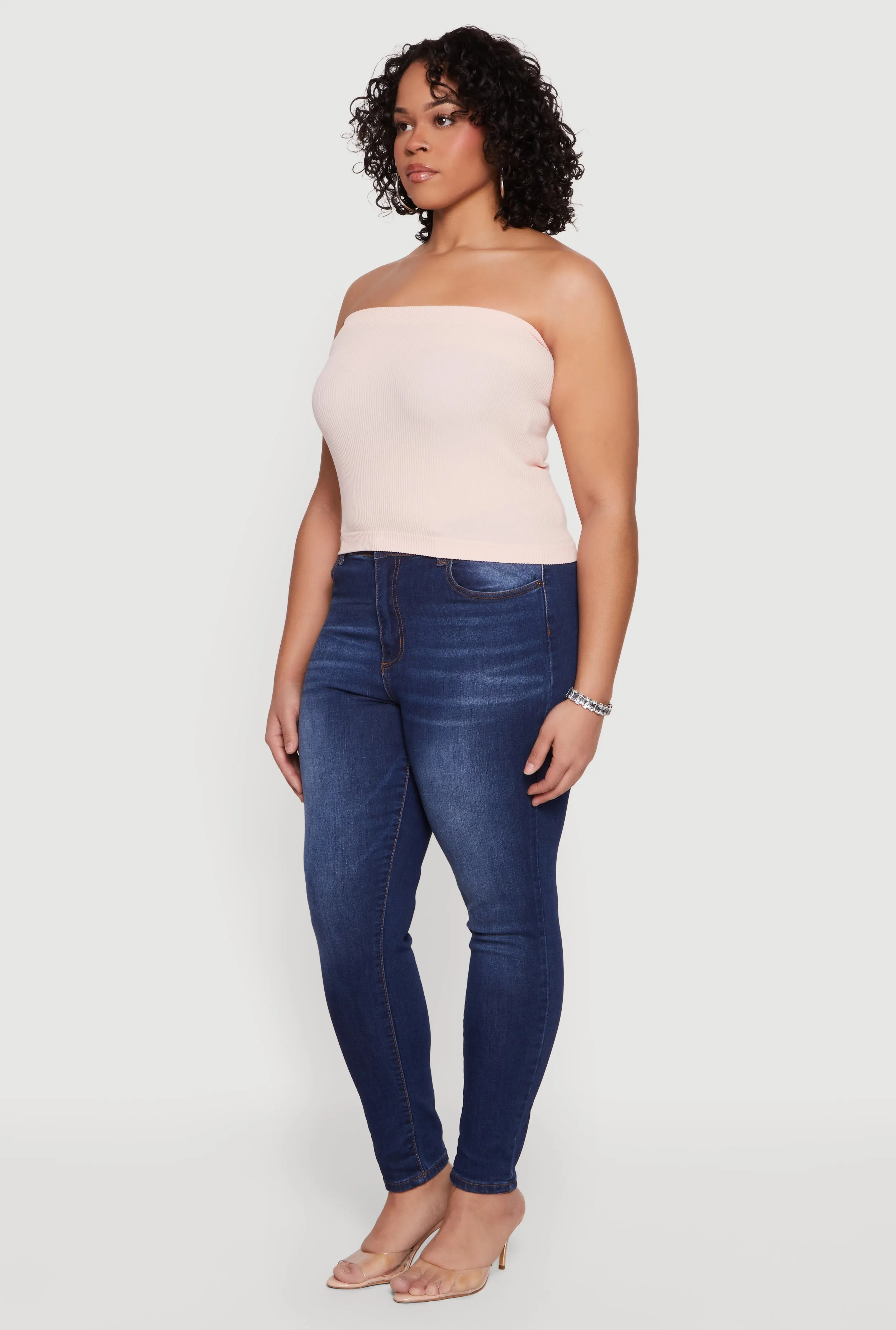 Plus Size Seamless Ribbed Knit Tube Top sold by Rainbow product image thumbnail 3