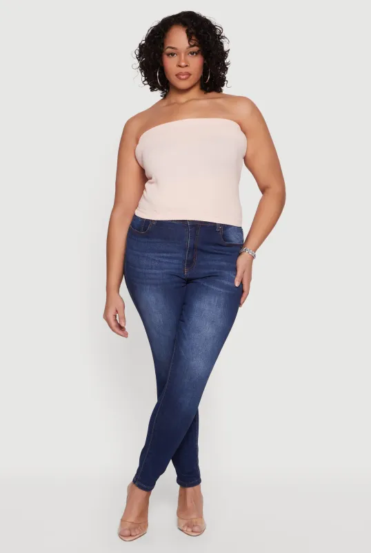 Plus Size Seamless Ribbed Knit Tube Top sold by Rainbow