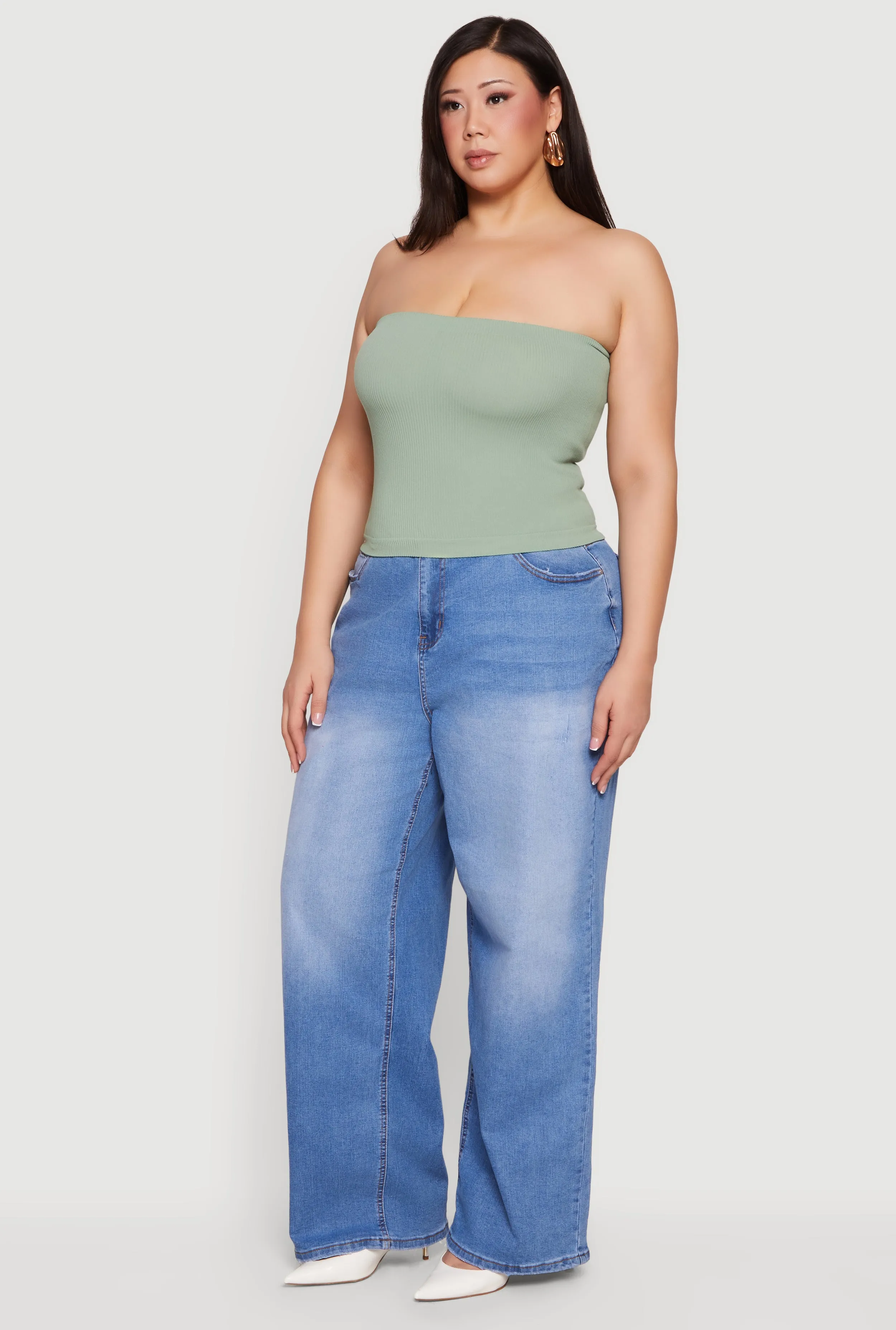 Plus Size Seamless Ribbed Knit Tube Top sold by Rainbow product image thumbnail 3