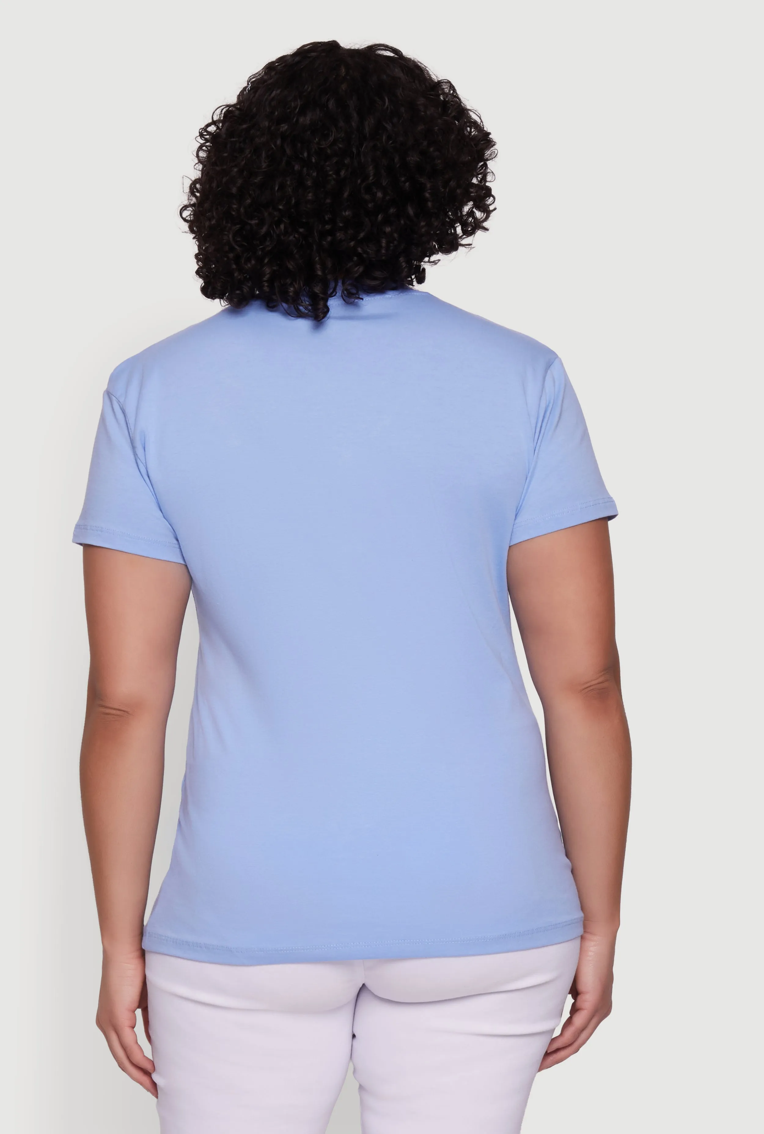 Plus Size Basic V-Neck Short Sleeve T-Shirt sold by Rainbow product image thumbnail 5