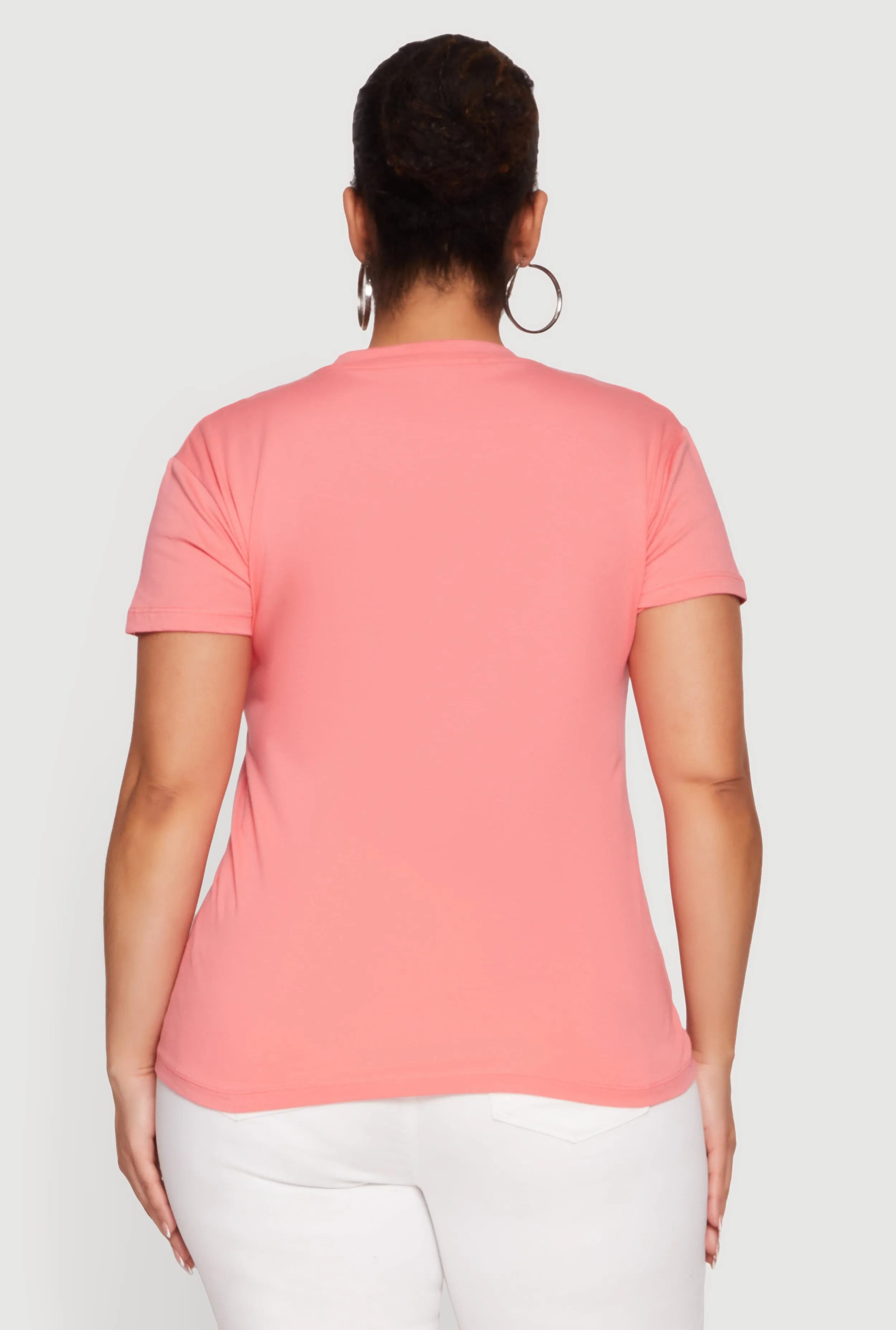 Plus Size Basic V-Neck Short Sleeve T-Shirt sold by Rainbow product image thumbnail 5