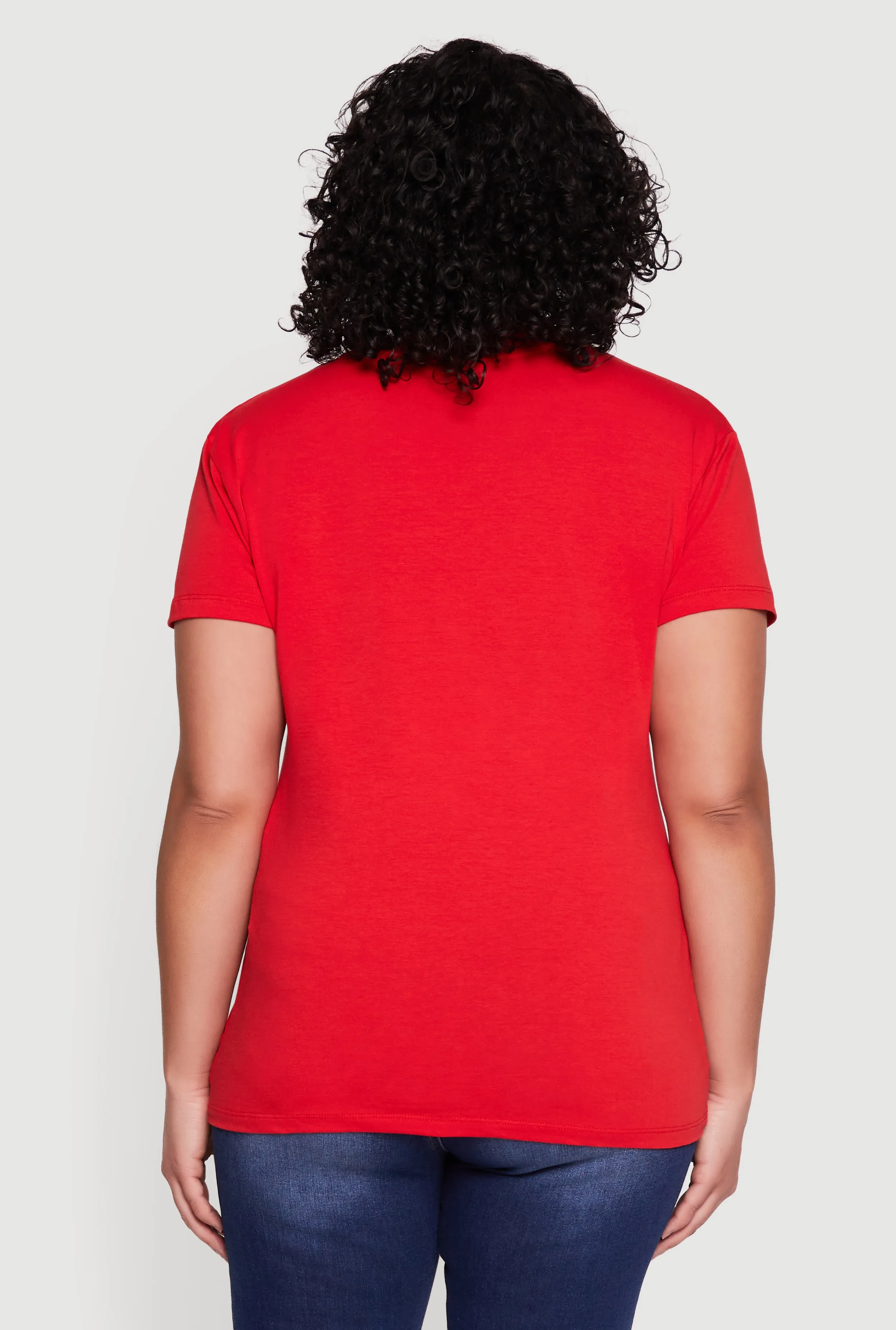 Plus Size Basic V-Neck Short Sleeve T-Shirt sold by Rainbow product image thumbnail 5