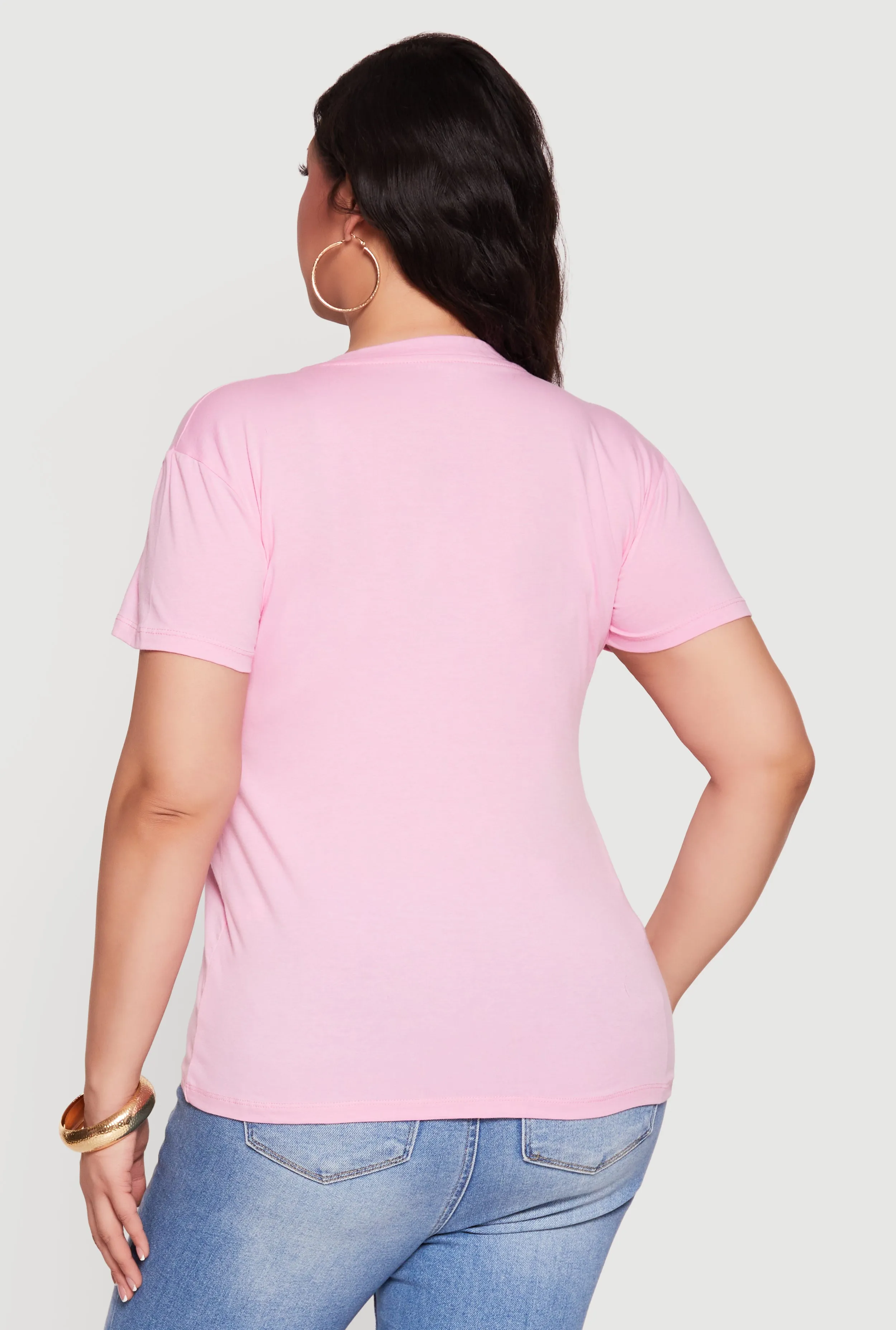 Plus Size Basic V-Neck Short Sleeve T-Shirt sold by Rainbow product image thumbnail 5