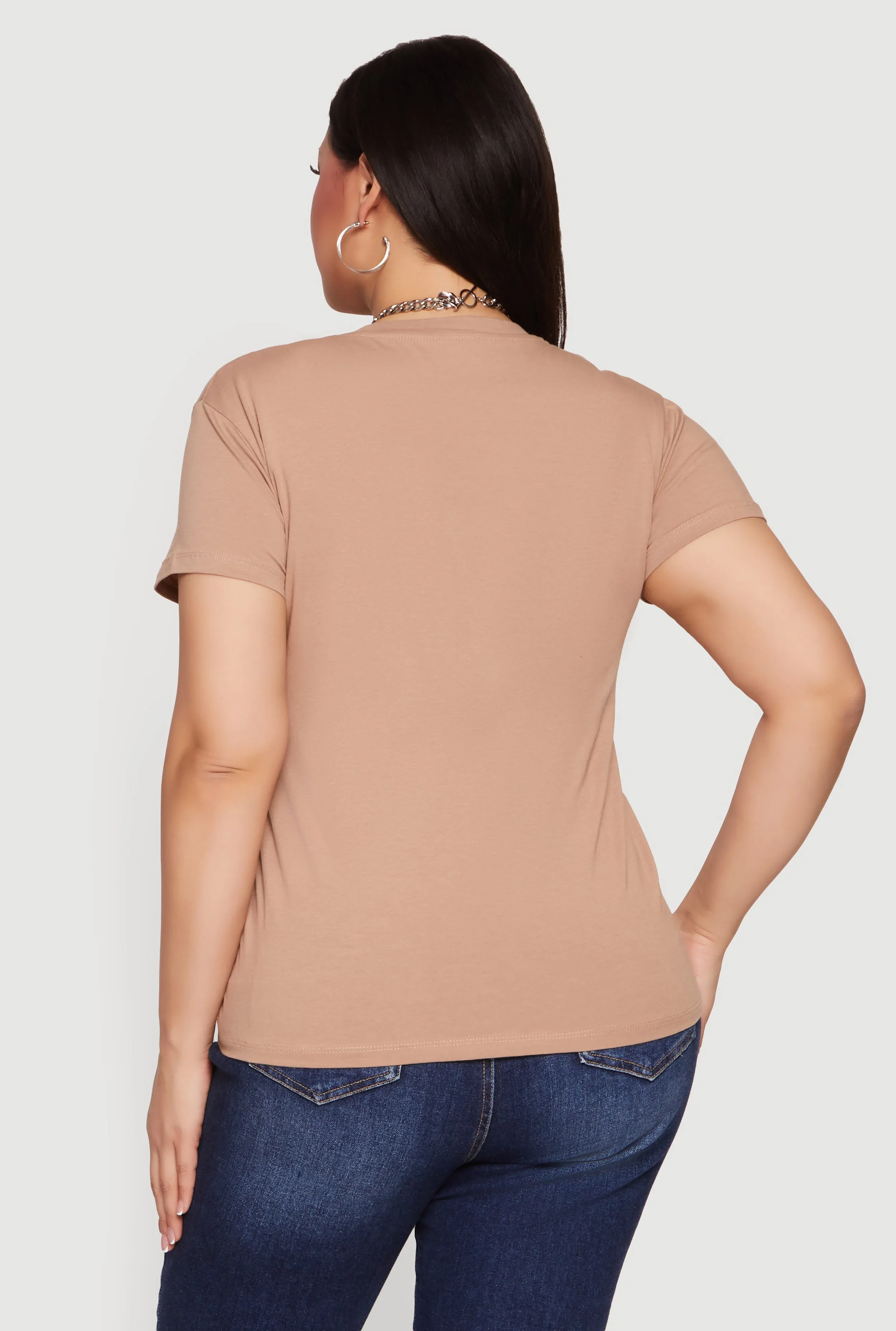 Plus Size Basic V-Neck Short Sleeve T-Shirt sold by Rainbow product image thumbnail 5
