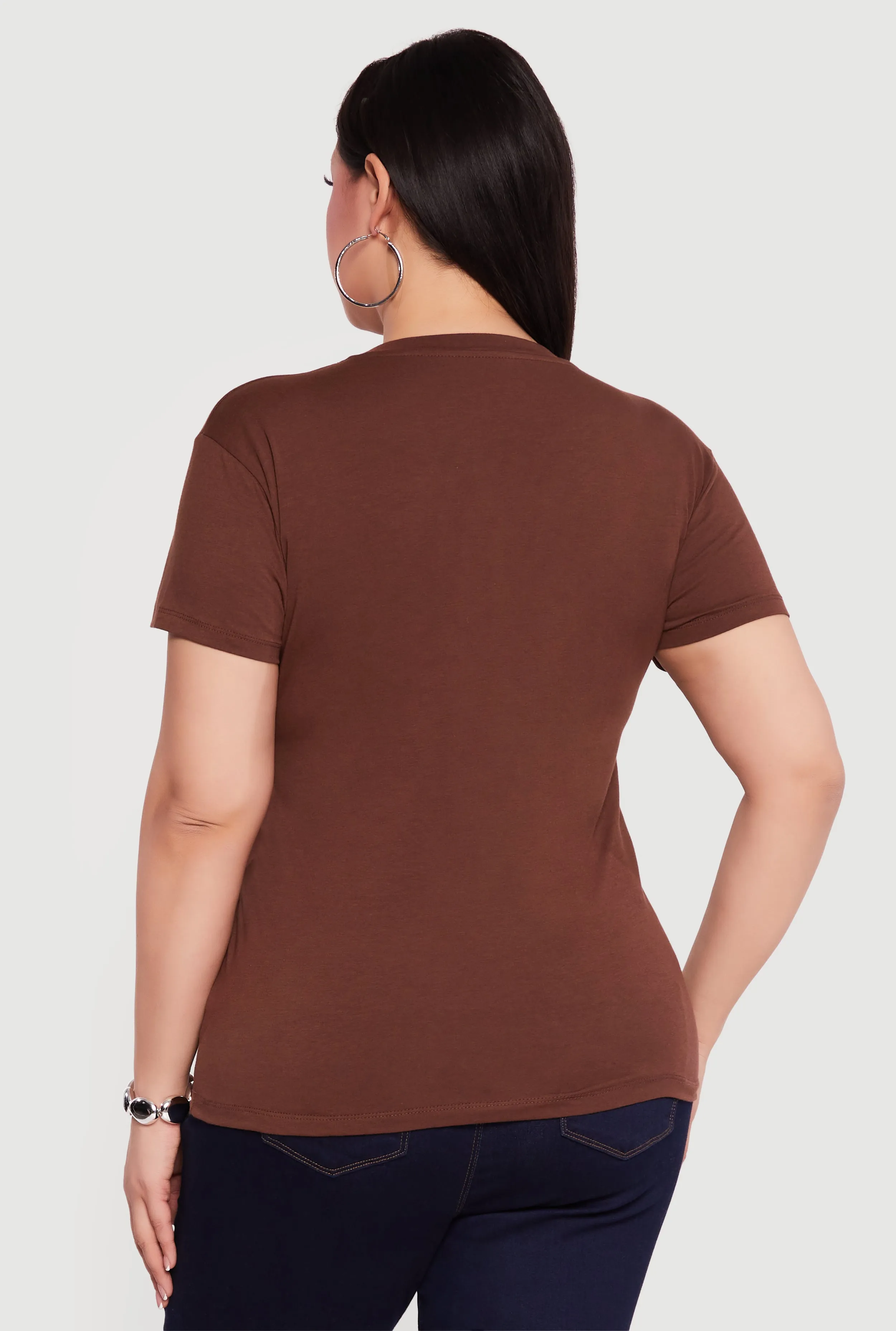 Plus Size Basic V-Neck Short Sleeve T-Shirt sold by Rainbow product image thumbnail 5