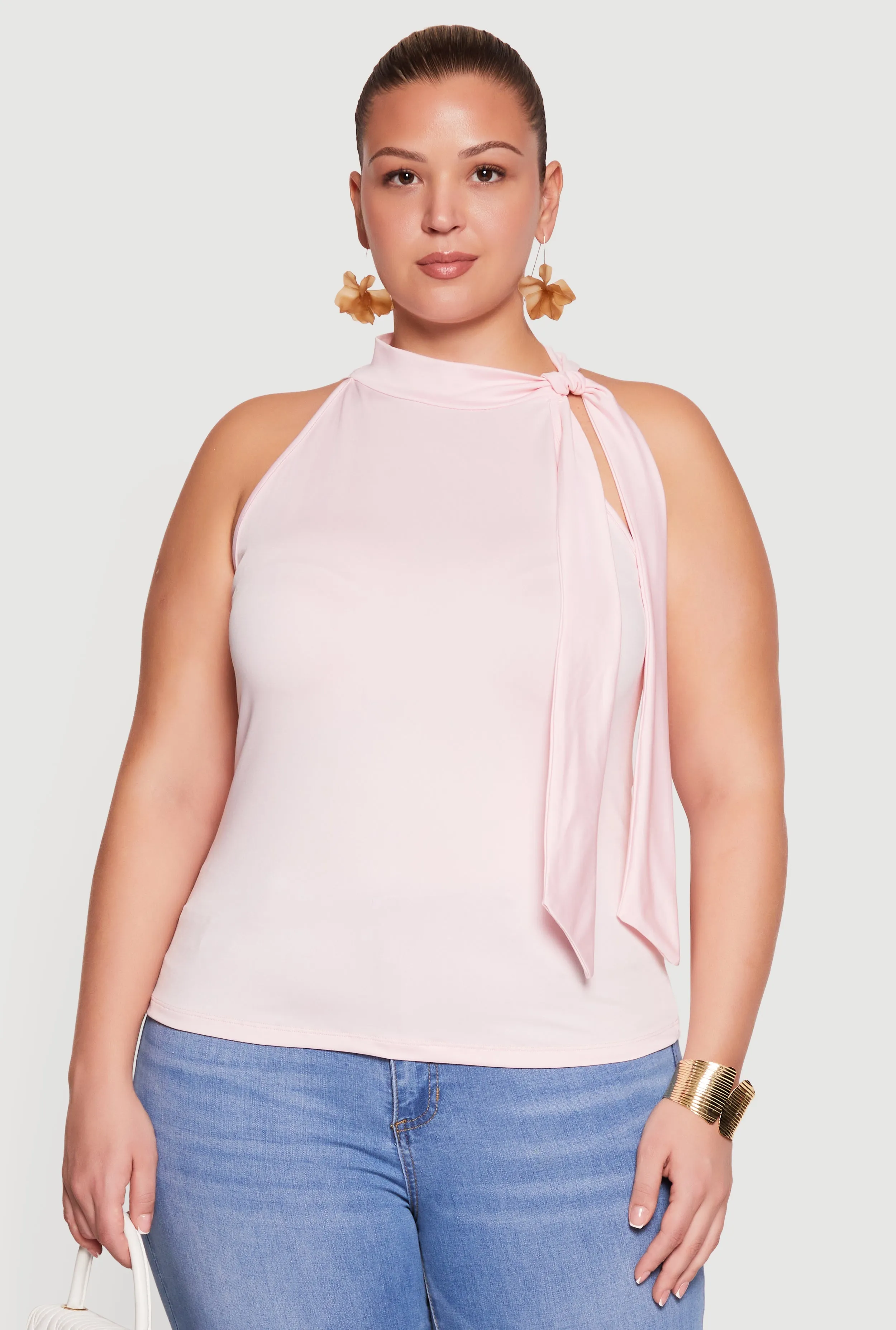 Plus Size Sleeveless Tie Neck Blouse sold by Rainbow product image thumbnail 2