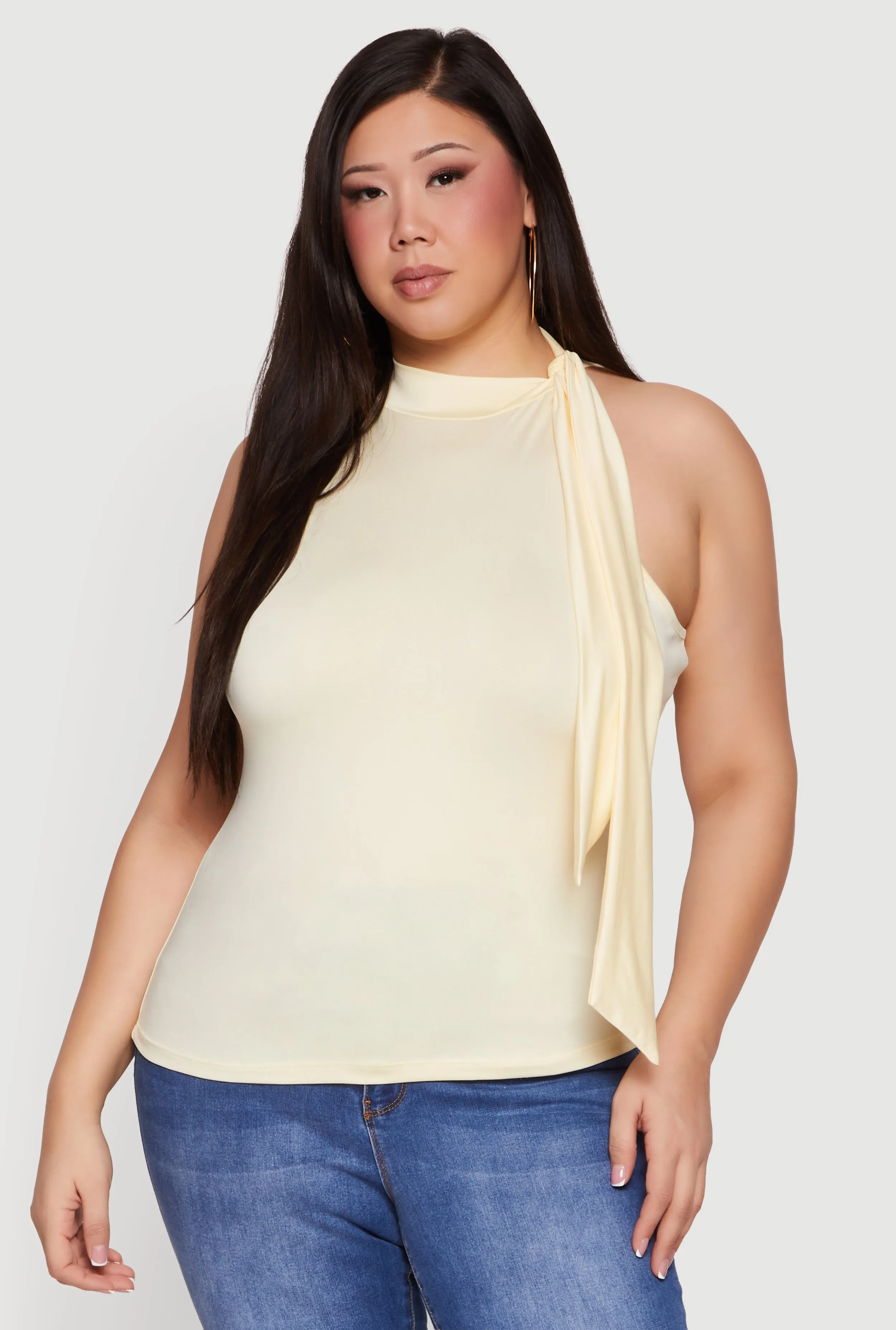 Plus Size Sleeveless Tie Neck Blouse sold by Rainbow product image thumbnail 2