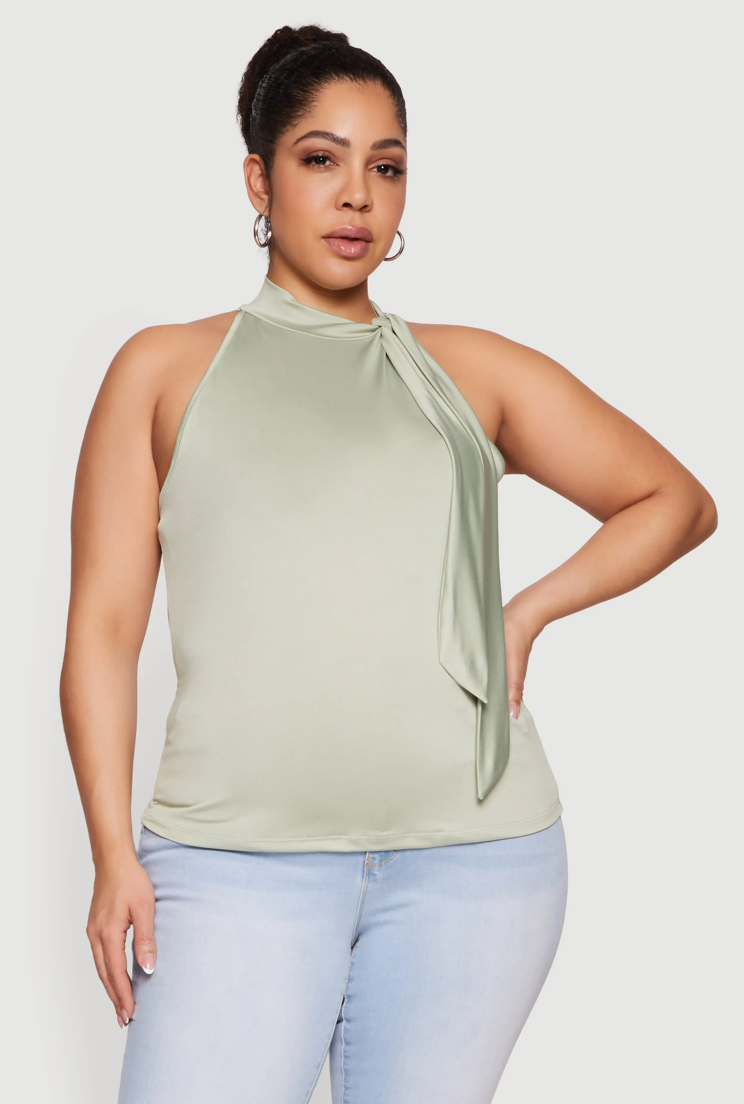 Plus Size Sleeveless Tie Neck Blouse sold by Rainbow product image thumbnail 2