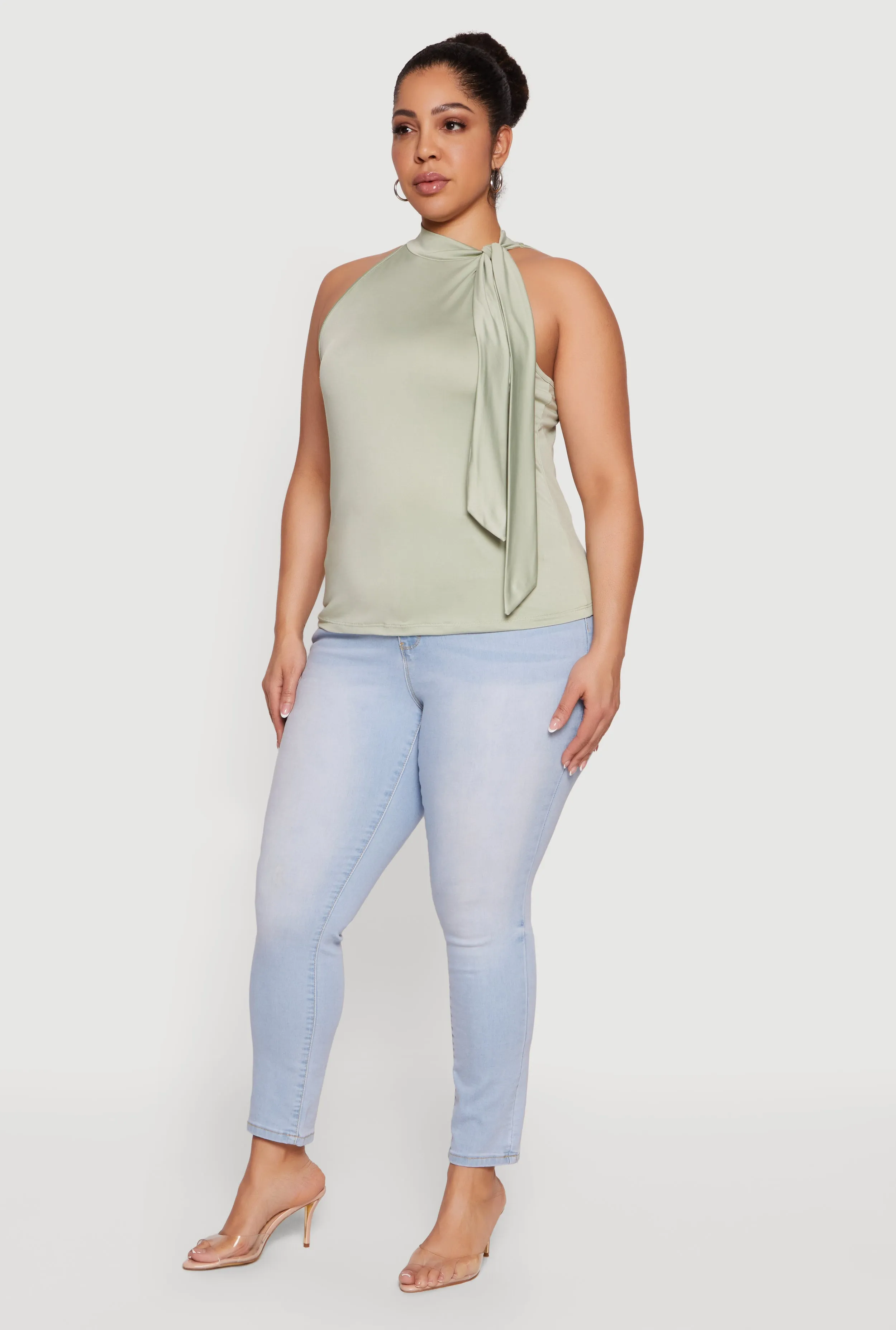 Plus Size Sleeveless Tie Neck Blouse sold by Rainbow product image thumbnail 3