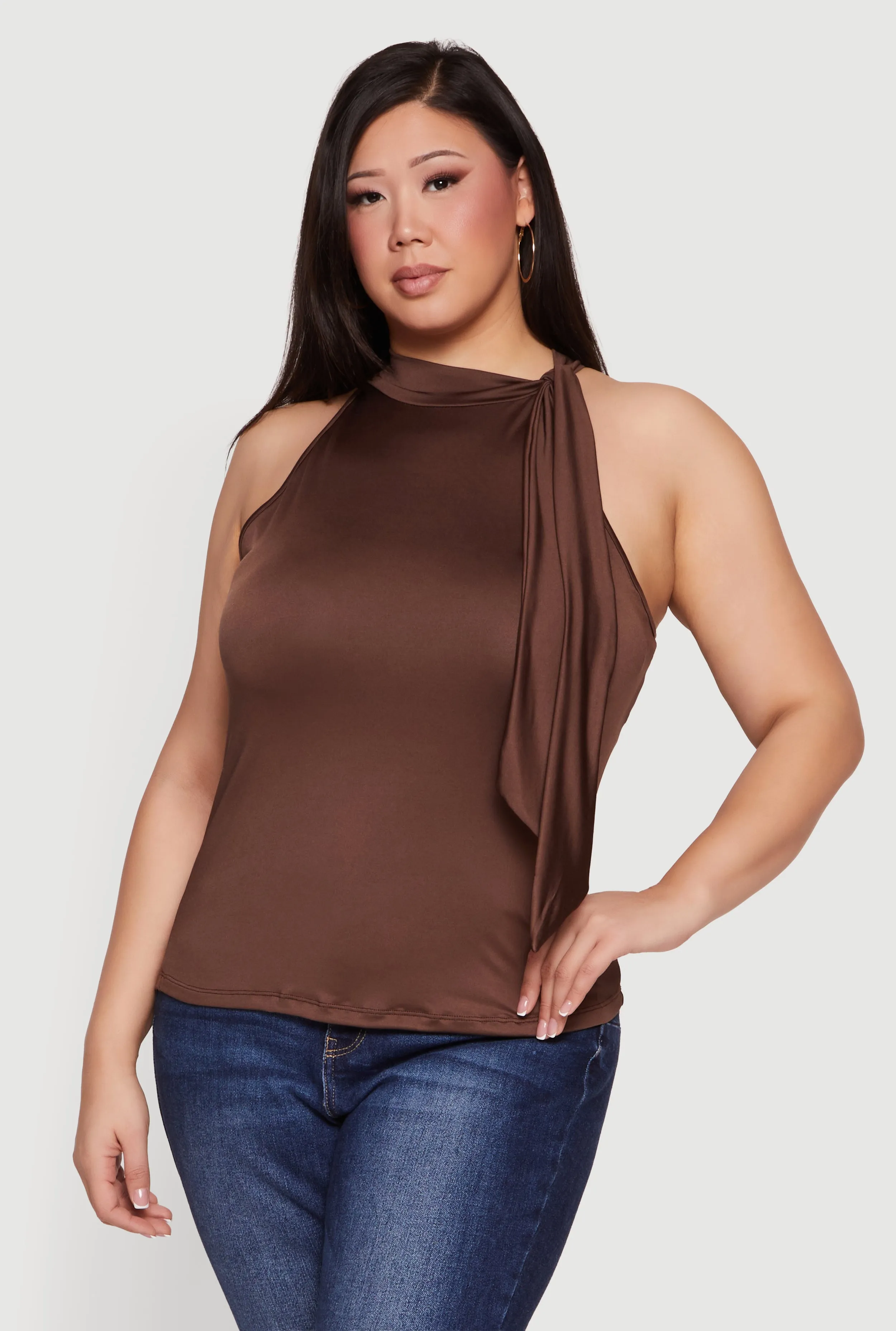 Plus Size Sleeveless Tie Neck Blouse sold by Rainbow product image thumbnail 2