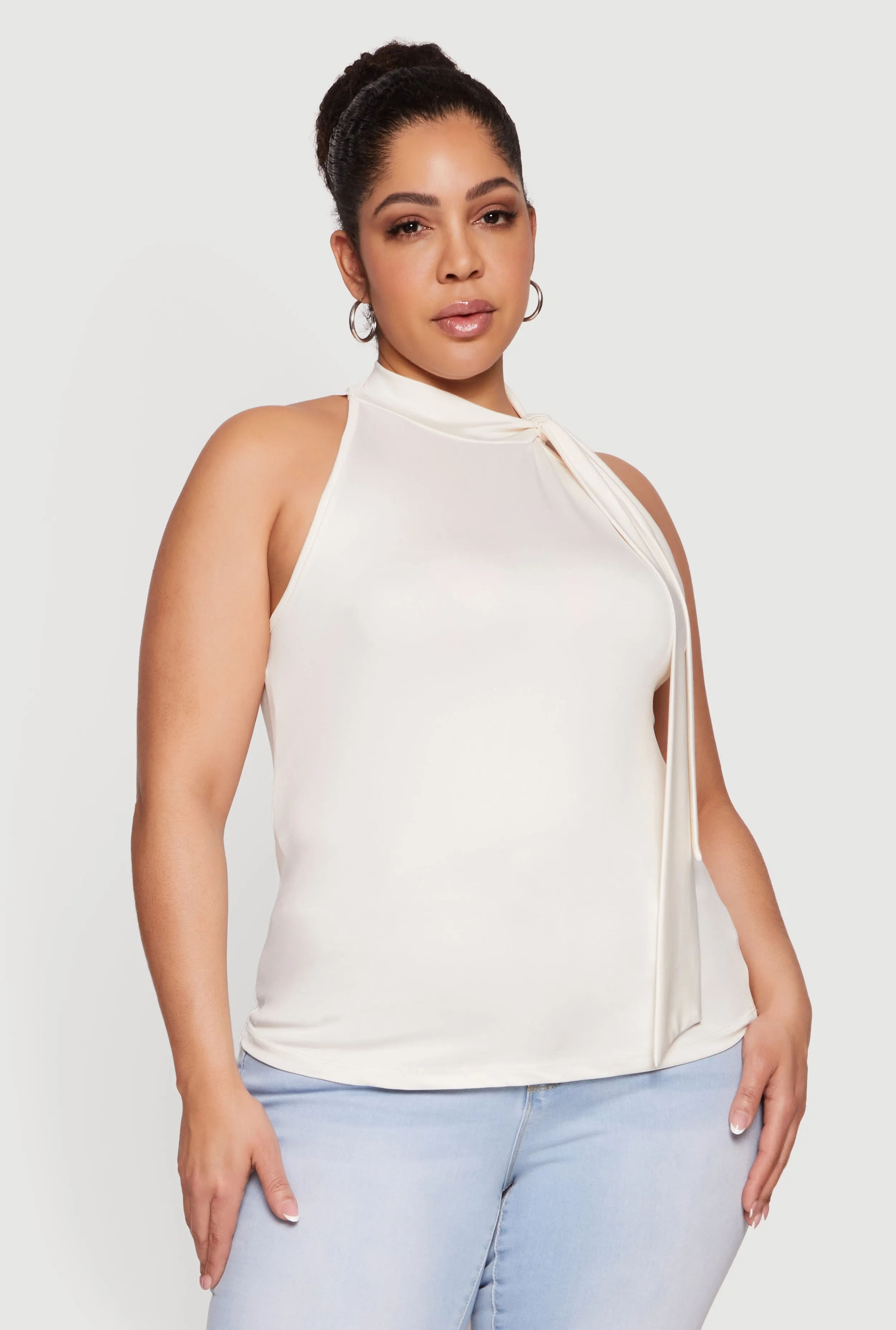 Plus Size Sleeveless Tie Neck Blouse sold by Rainbow product image thumbnail 2