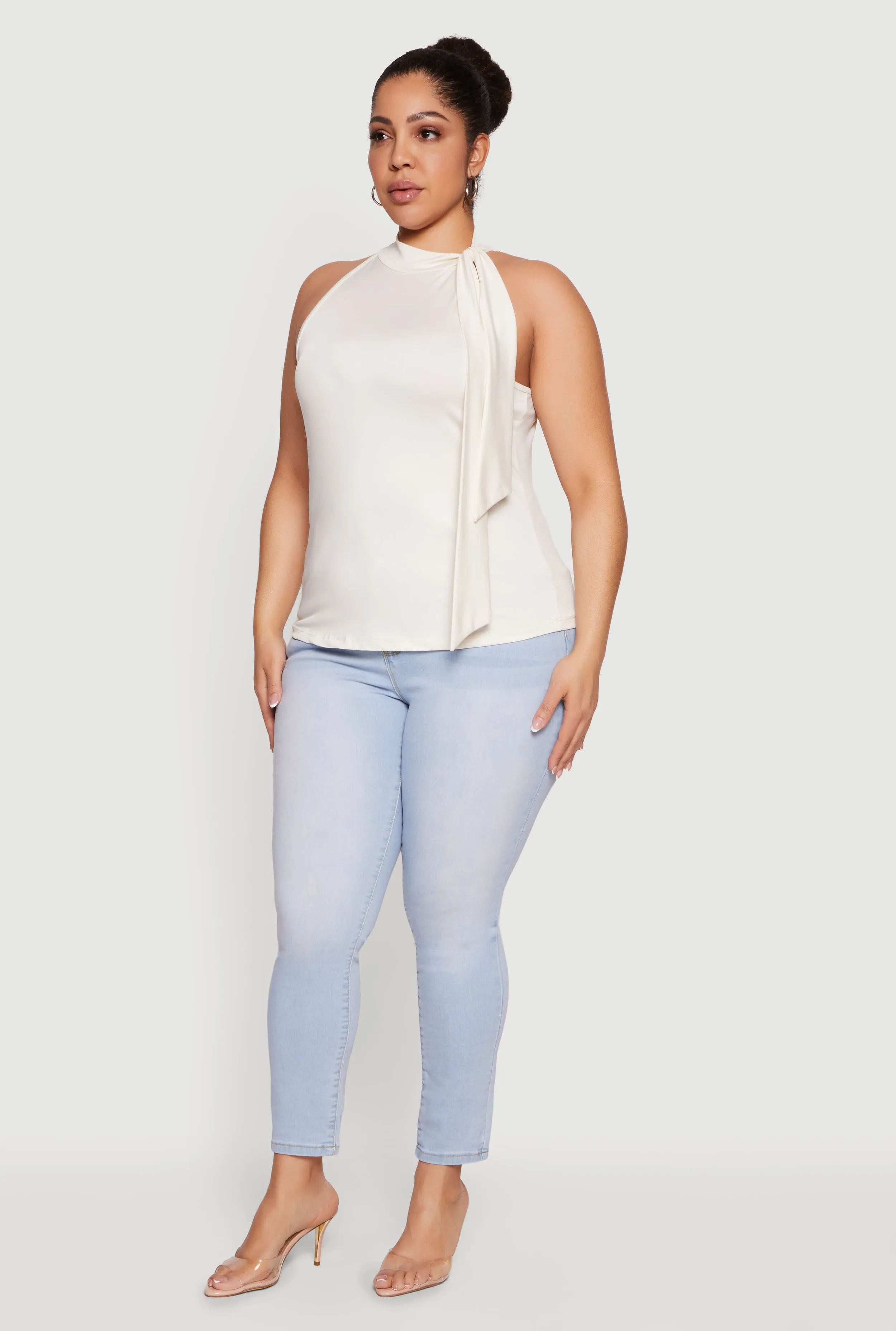 Plus Size Sleeveless Tie Neck Blouse sold by Rainbow product image thumbnail 3