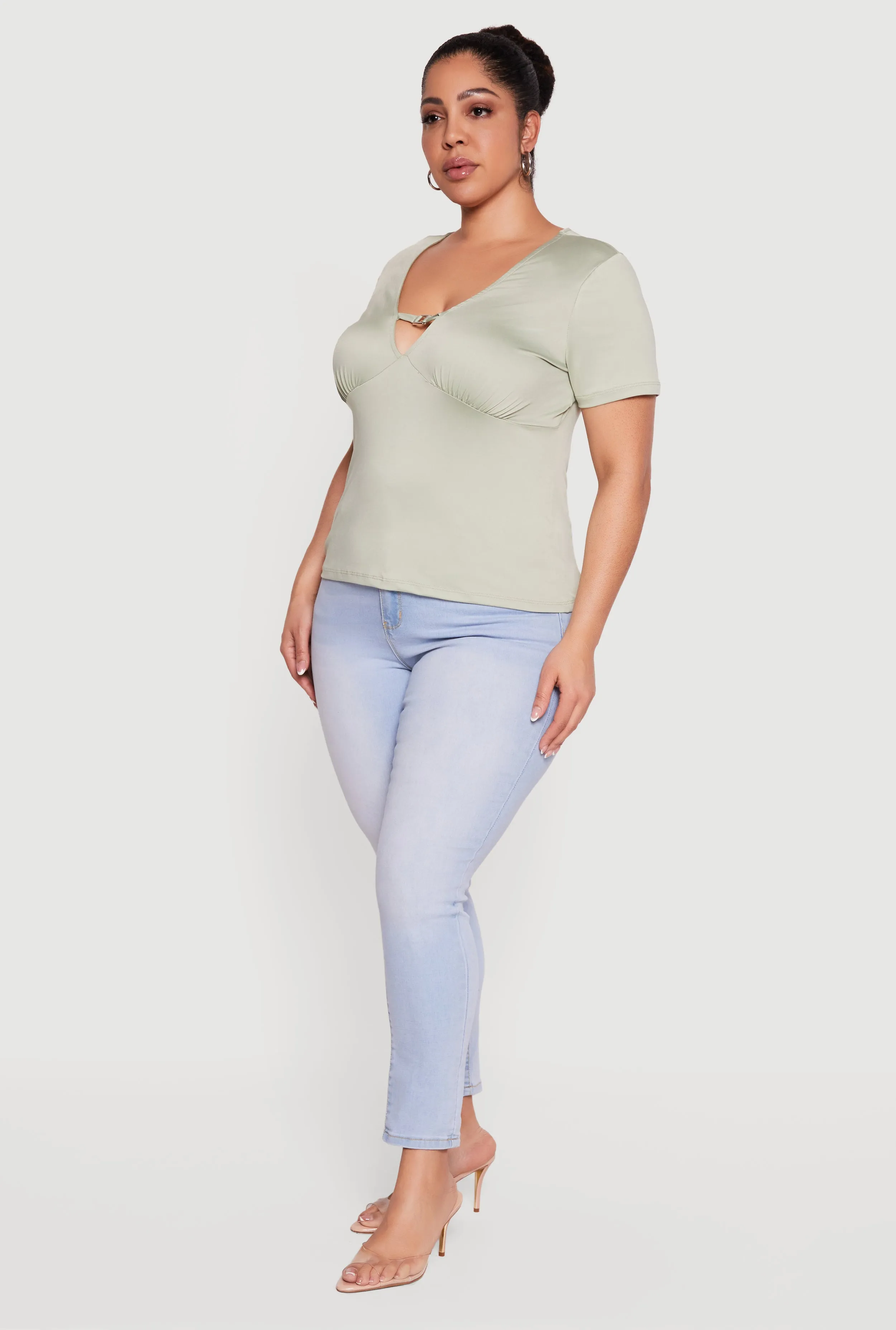 Plus Size Metallic Detail Keyhole Top sold by Rainbow product image thumbnail 3