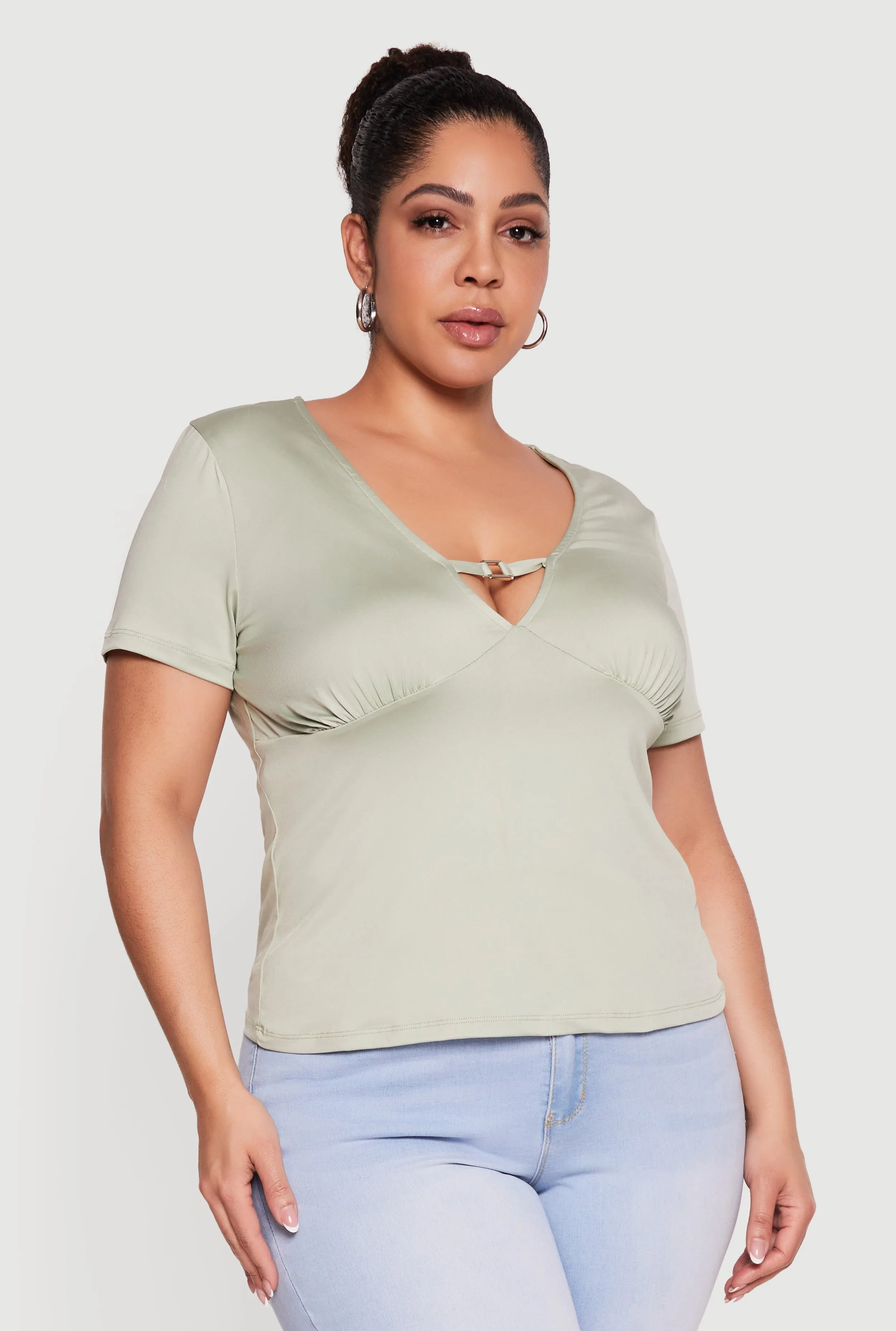 Plus Size Metallic Detail Keyhole Top sold by Rainbow product image thumbnail 2