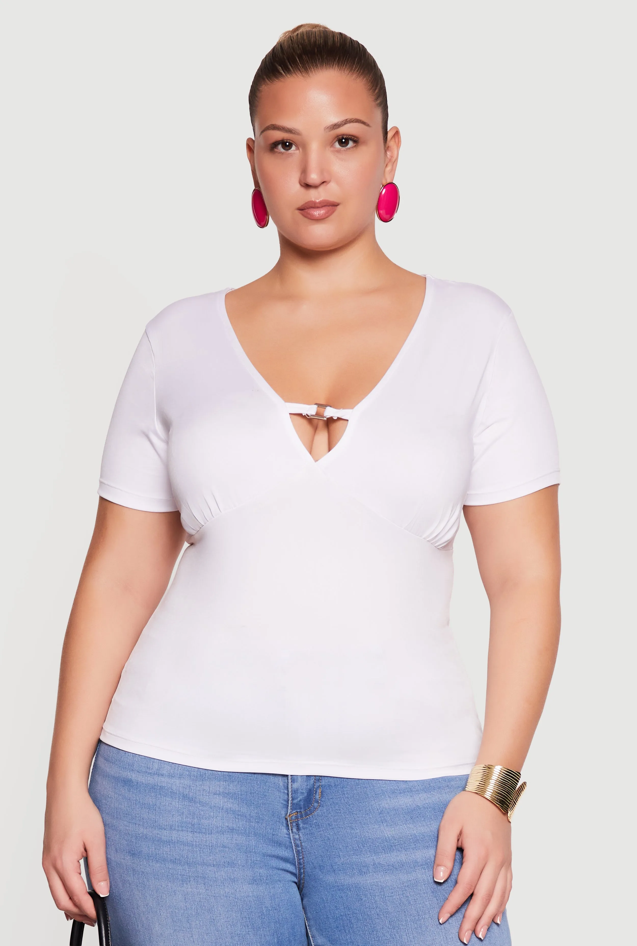 Plus Size Metallic Detail Keyhole Top sold by Rainbow product image thumbnail 2