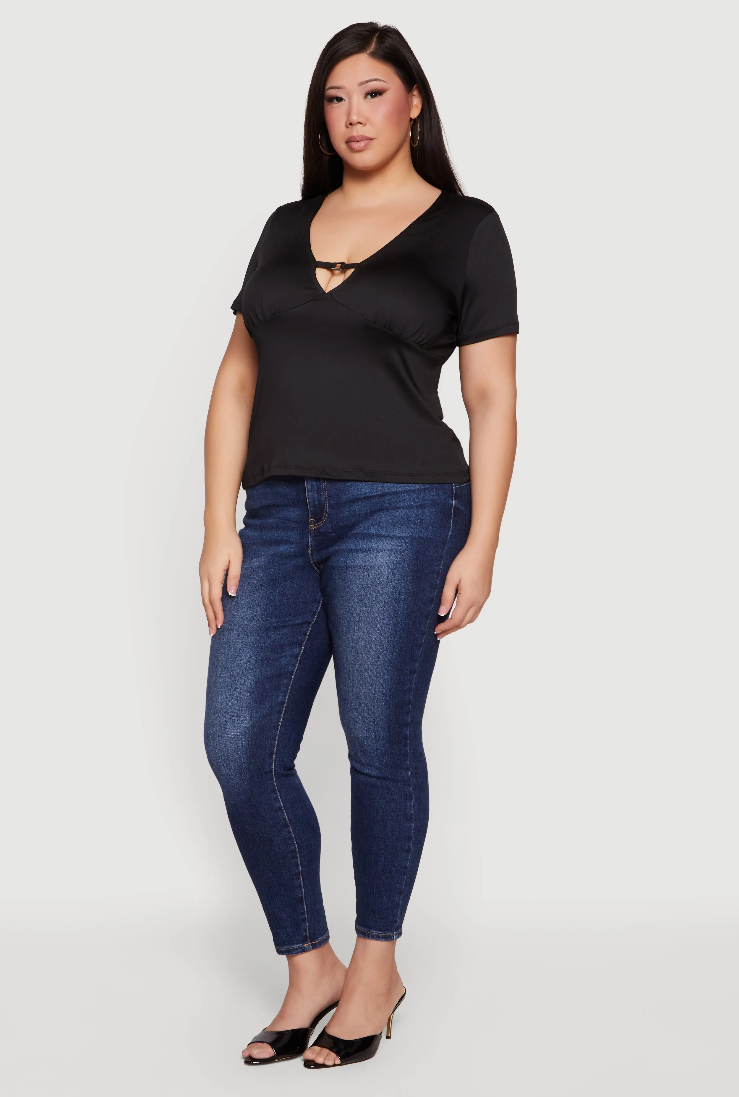 Plus Size Metallic Detail Keyhole Top sold by Rainbow product image thumbnail 3