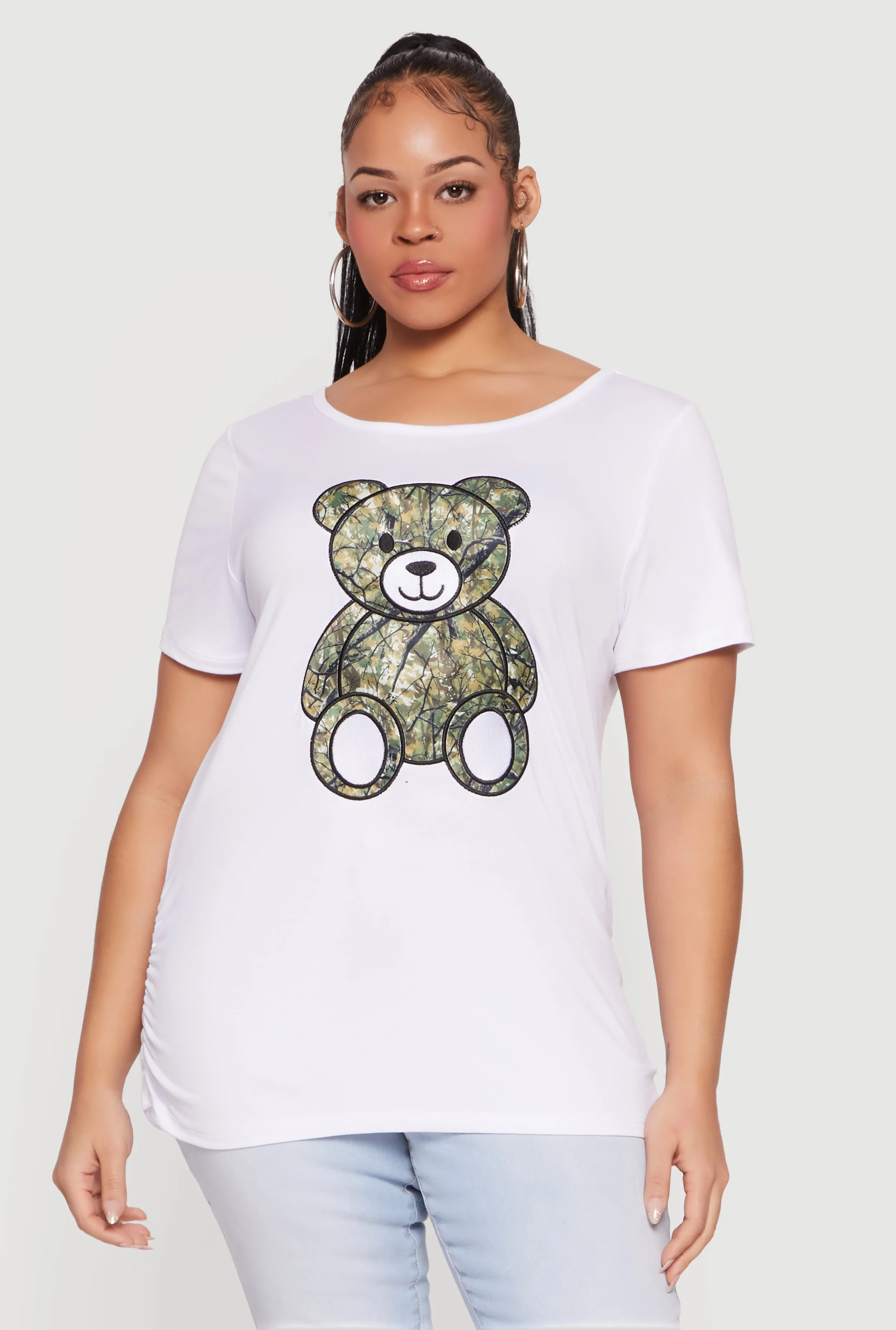 Plus Size Camo Teddy Bear Patch Graphic Tee sold by Rainbow product image thumbnail 2