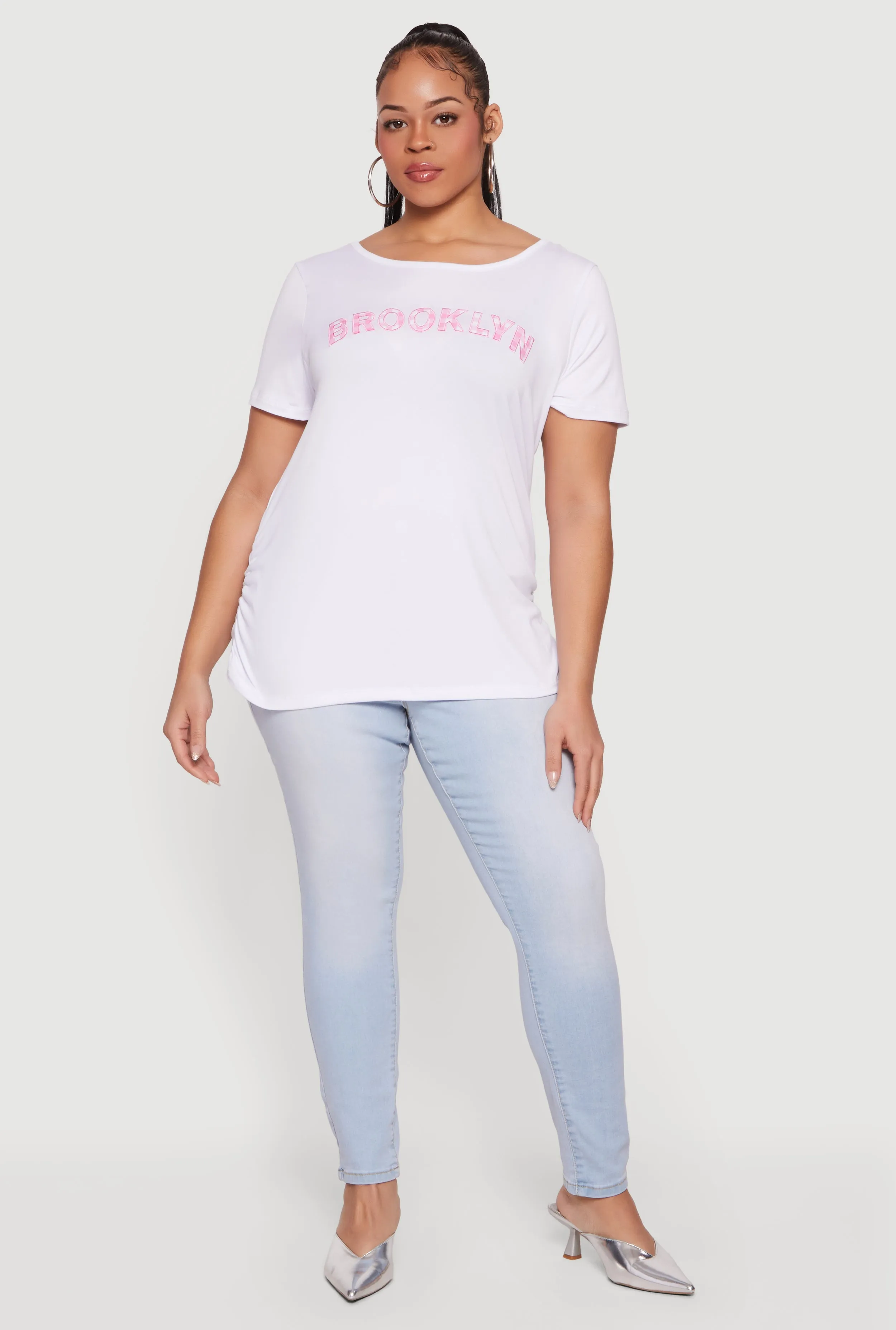 Plus Size Brooklyn Gingham Detail Graphic Tee sold by Rainbow product image thumbnail 2